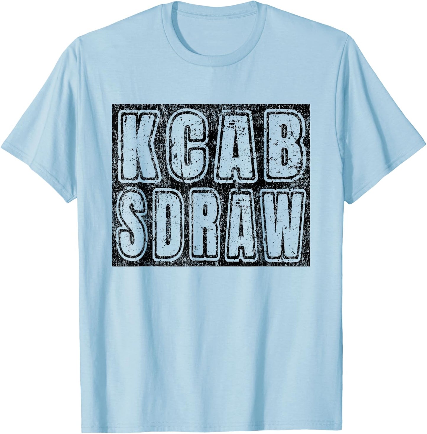 Backward Day - Vintage Box Graphic Wordart Backwards T-Shirt - T-Shirt | Light Blue