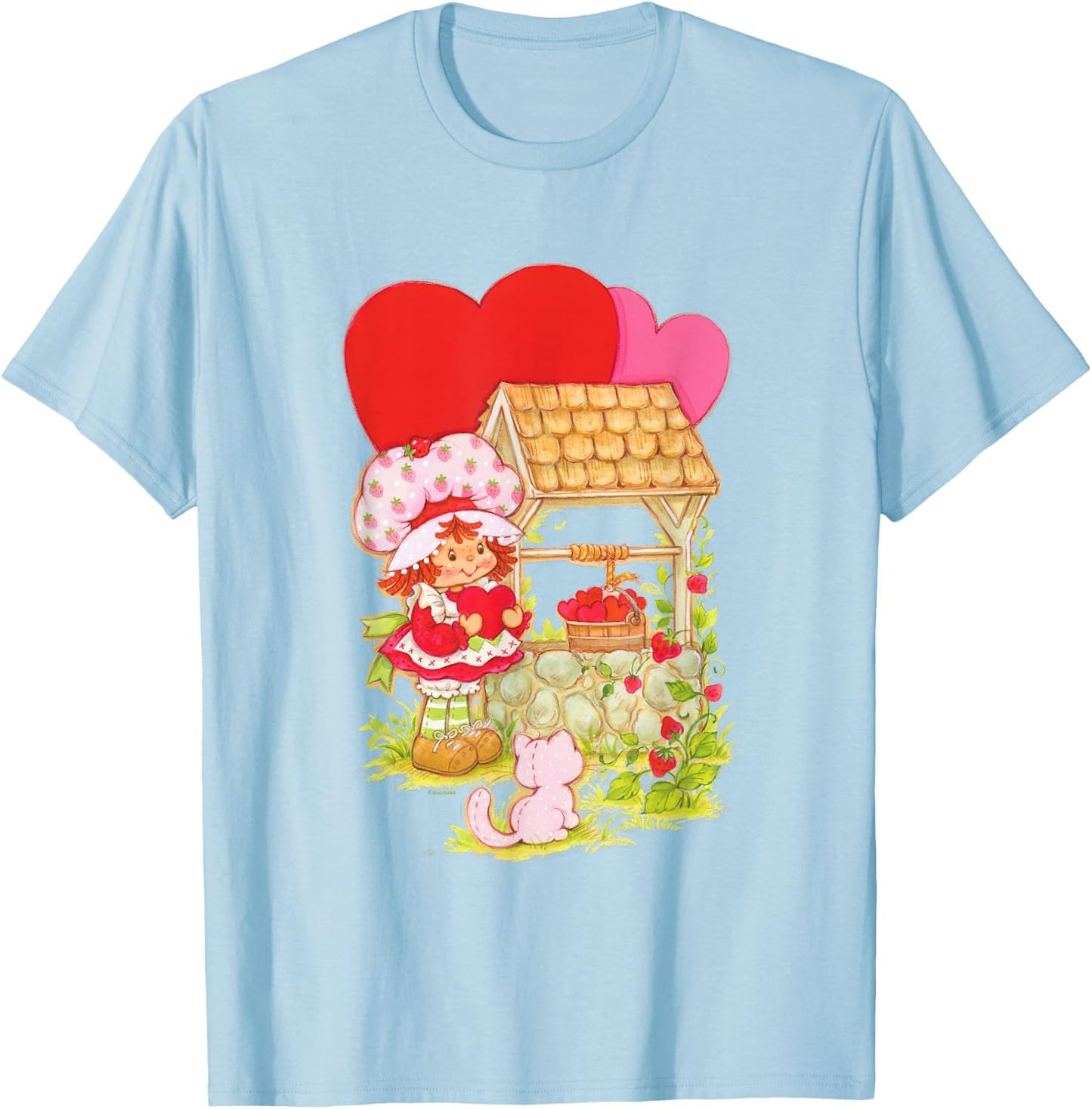 Strawberry Shortcake & Custard By Well Valentine's Day T-Shirt - T-Shirt | Light Blue