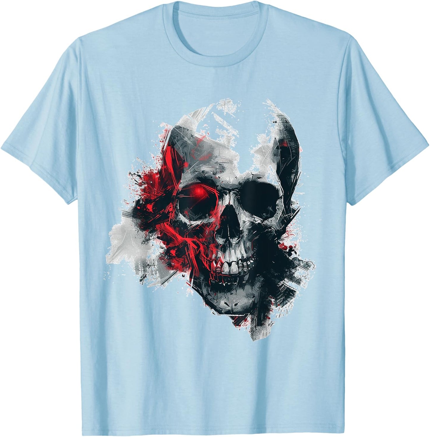 Skull Costume Halloween Spooky Art Skull T-Shirt - T-Shirt | Light Blue