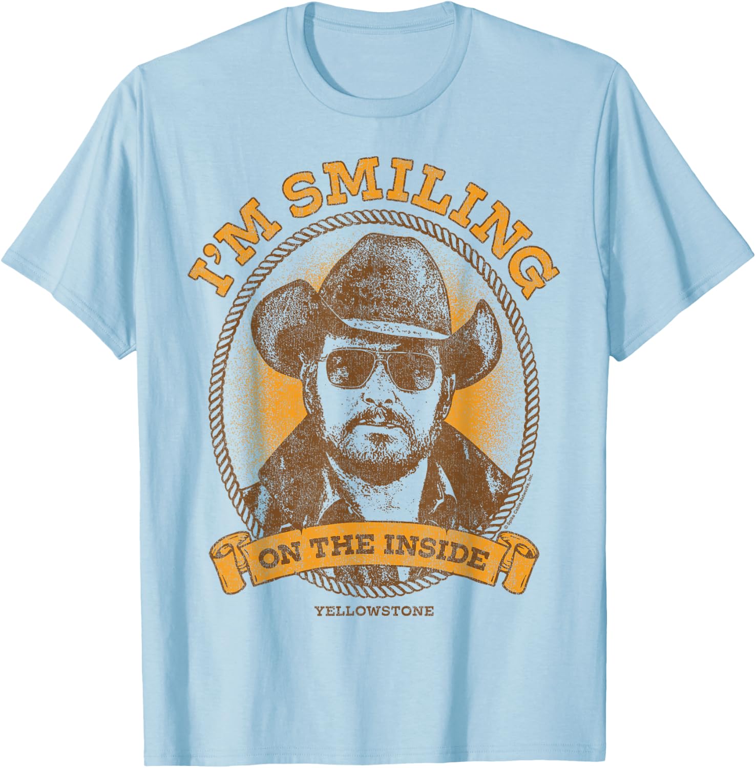 Yellowstone - RIP Wheeler I'm Smiling On The Inside T-Shirt - T-Shirt | Light Blue