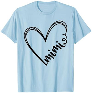 Mimi Heart Grandma Women For Christmas Mother's Day T-Shirt - T-Shirt | Light Blue