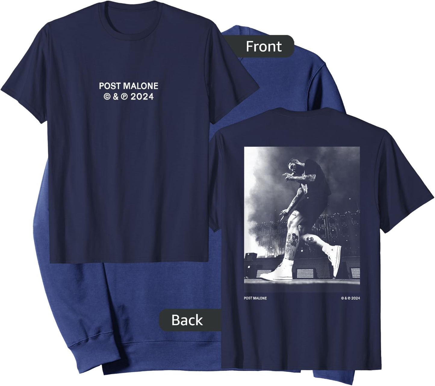 Official Post Malone Stage Photo Back Sweatshirt - Sweatshirt | Navy