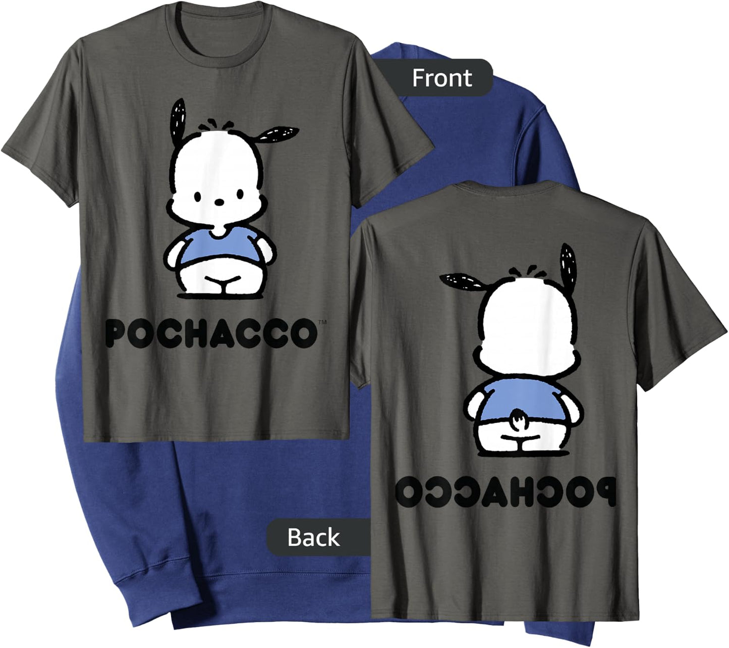 Pochacco Character Front and Back Sweatshirt - Sweatshirt | Navy