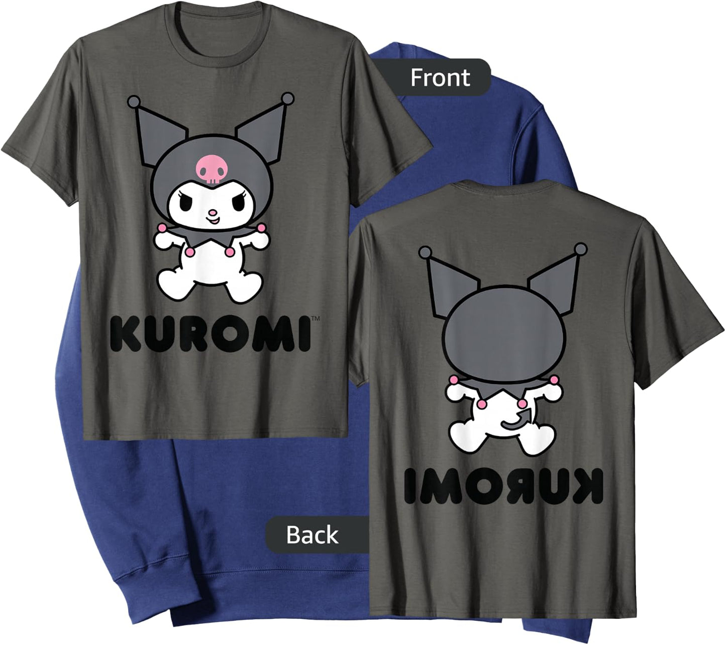 Kuromi Character Front and Back Small Sweatshirt - Sweatshirt | Navy