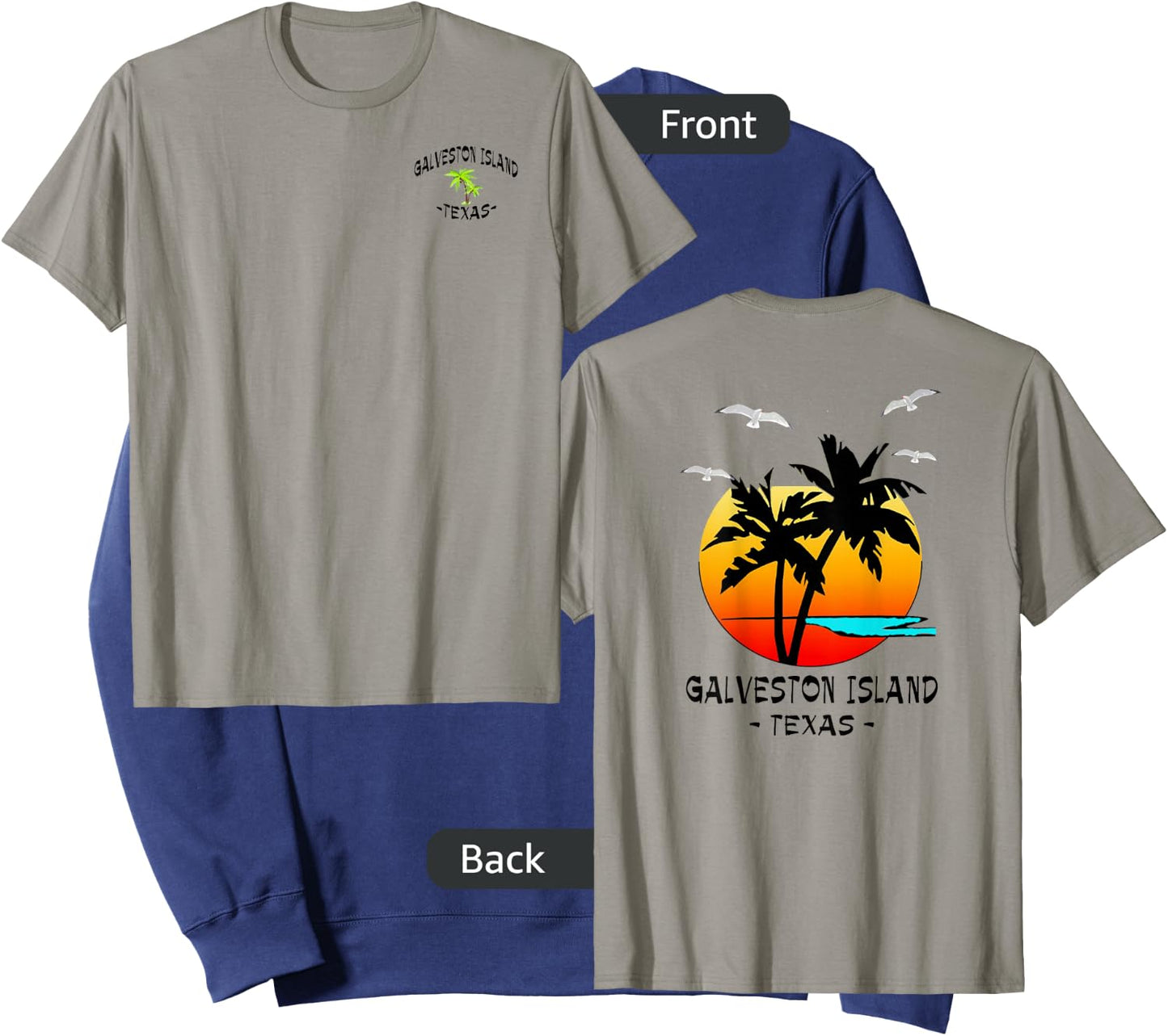 2 Sided Galveston Island, Texas Destination Gift Beachwear Sweatshirt - Sweatshirt | Navy