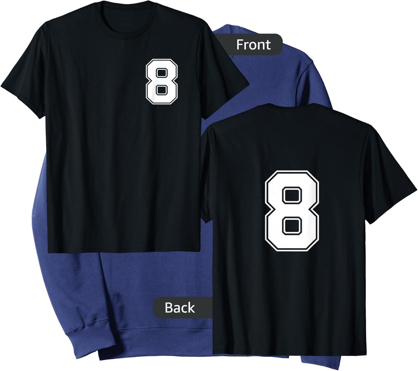 Front and Back Number 8 Jersey My Favorite Player #8 Sweatshirt - Sweatshirt | Navy