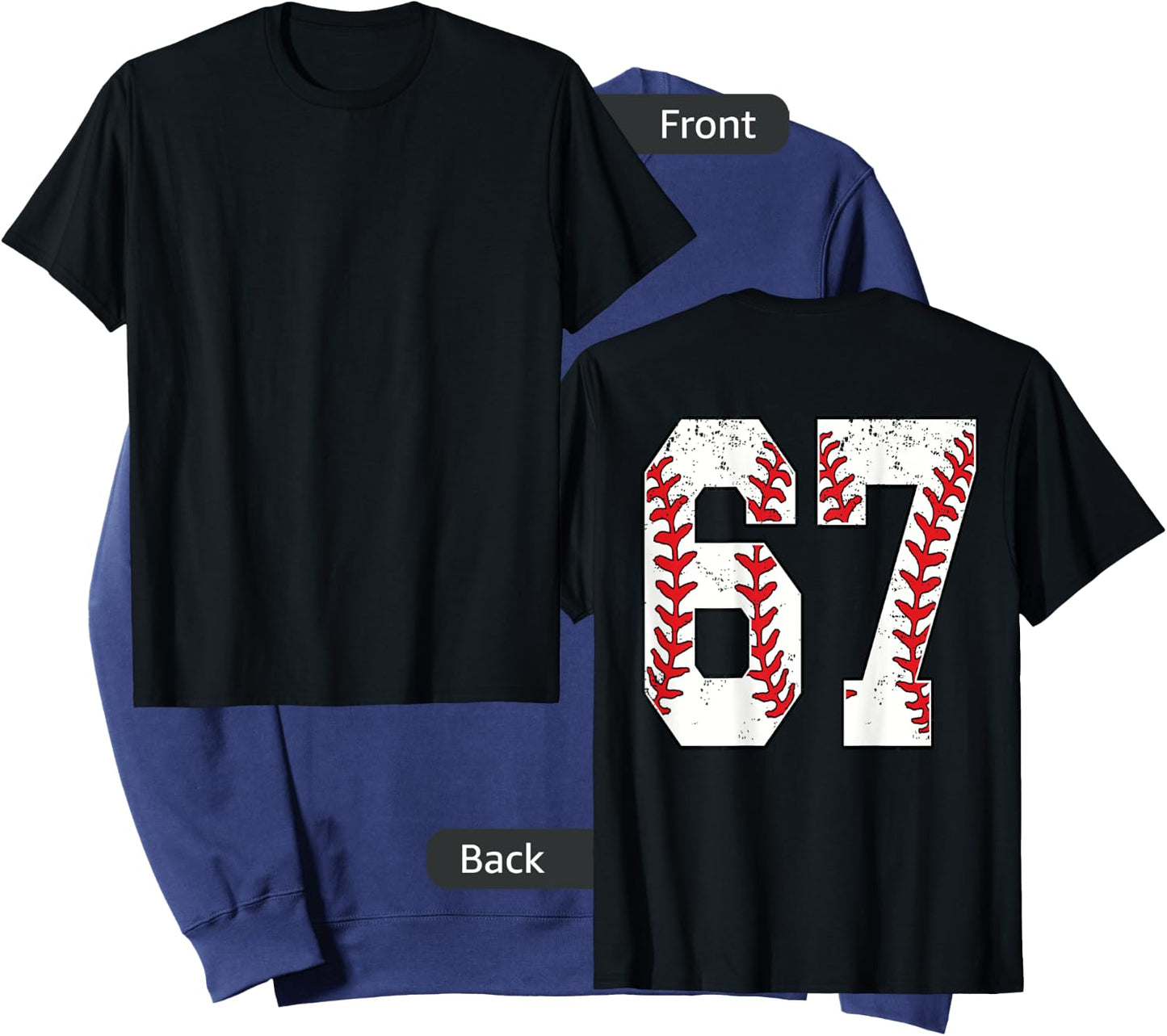 Number #67 Baseball Jersey Number 67 Print On Back Sweatshirt - Sweatshirt | Navy