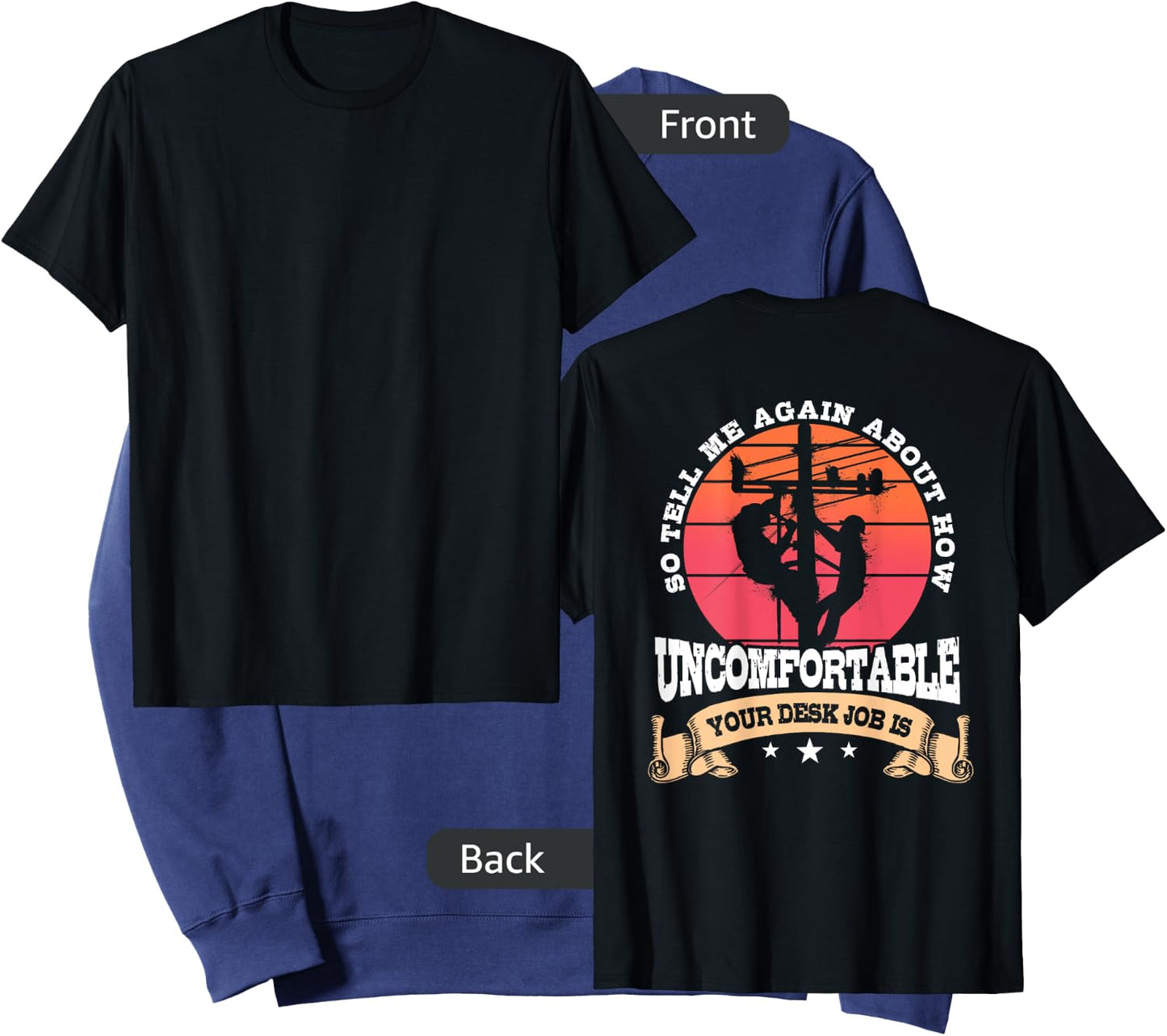 Lineman Gifts Line Worker Image On Back of Shirt Sweatshirt - Sweatshirt | Navy