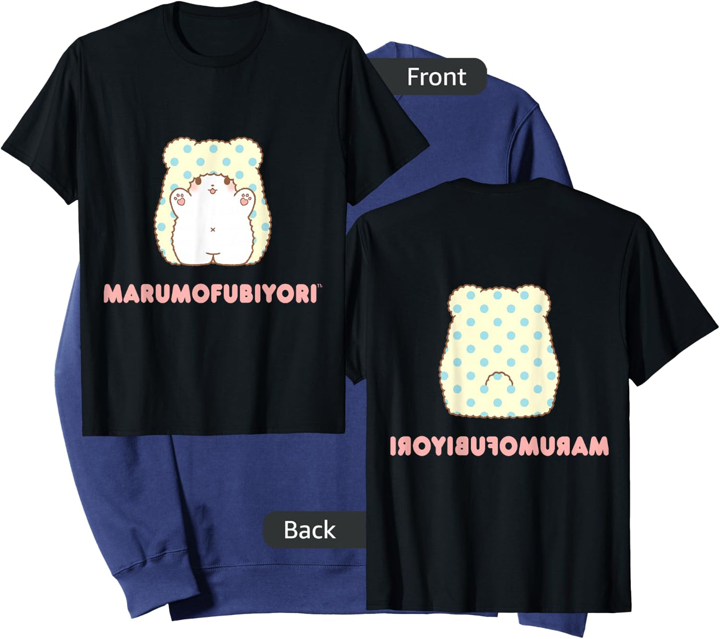 Marumofubiyori Character Front and Back Sweatshirt - Sweatshirt | Navy