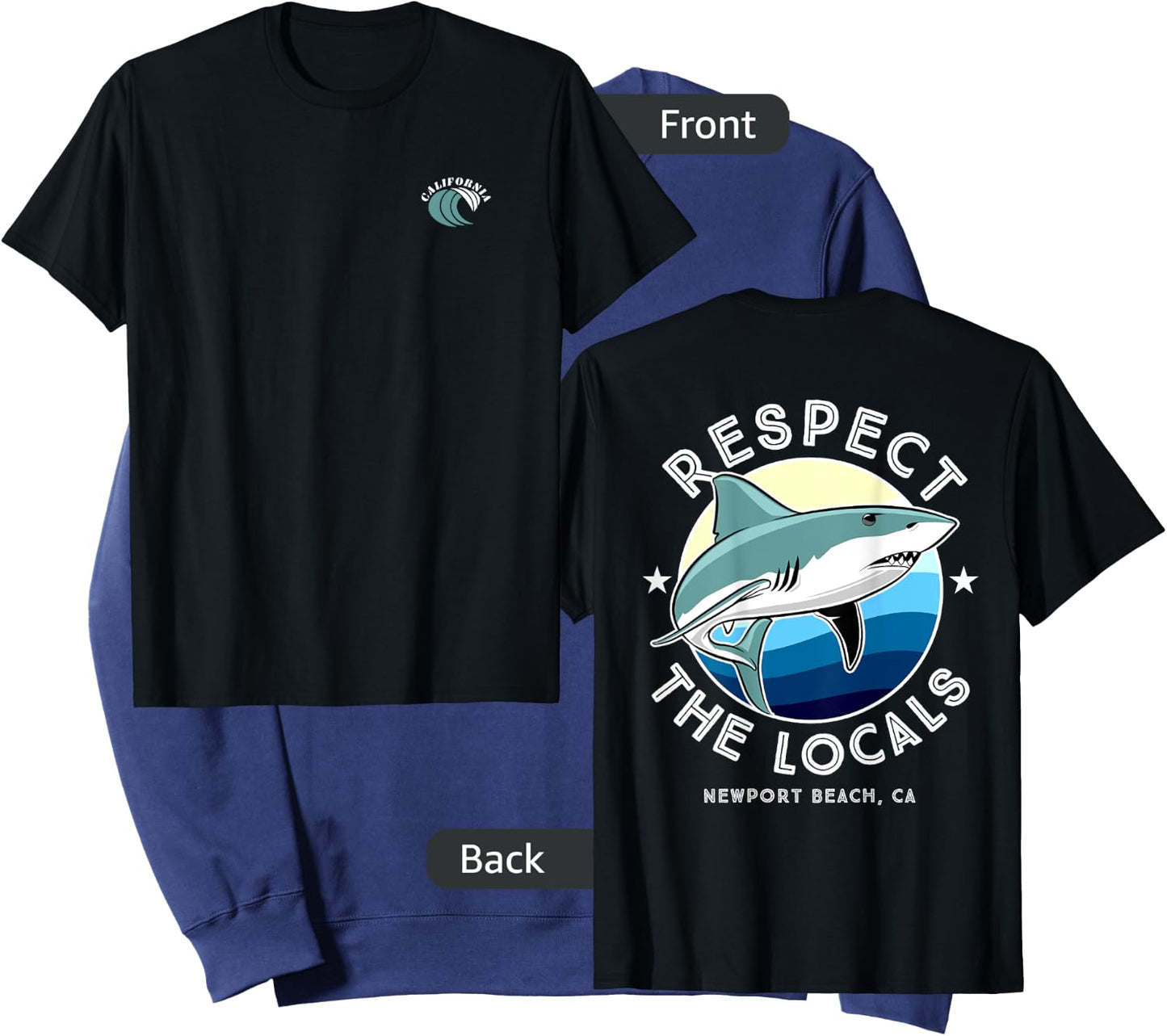 Newport Beach California - Respect the Locals Shark Women Kids Sweatshirt - Sweatshirt | Navy