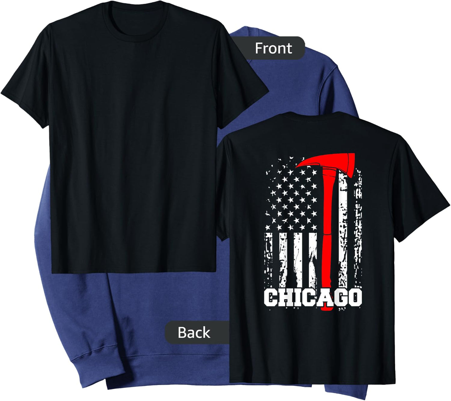 Chicago Firefighter Shirt Fireman American Flag Gift Sweatshirt - Sweatshirt | Navy