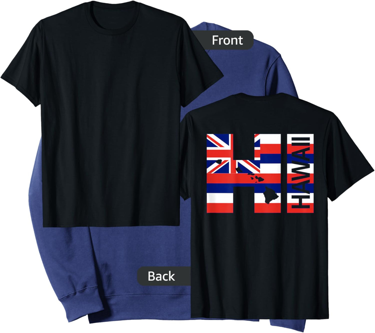 HI Hawaii Islands Hawaiian Flag Beach (On Back) Sweatshirt - Sweatshirt | Navy