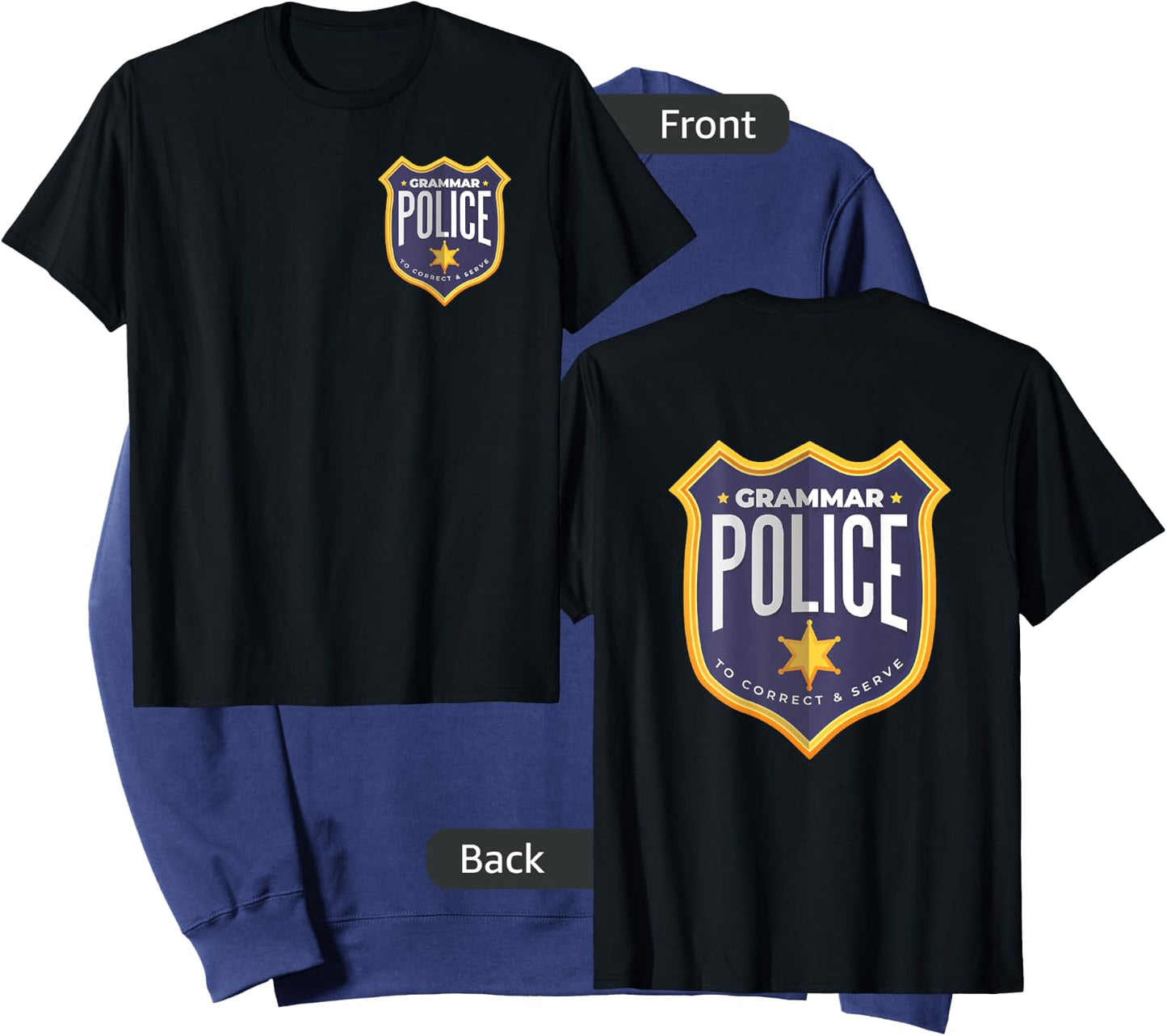 Grammar Police Halloween Cop Badge Costume Funny Sweatshirt - Sweatshirt | Navy