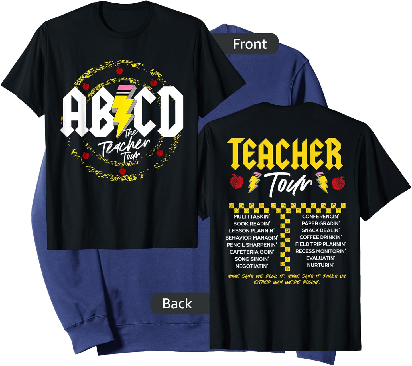 ABCD Teacher Tour, Back To School, End of Year, Front & Back Sweatshirt - Sweatshirt | Navy