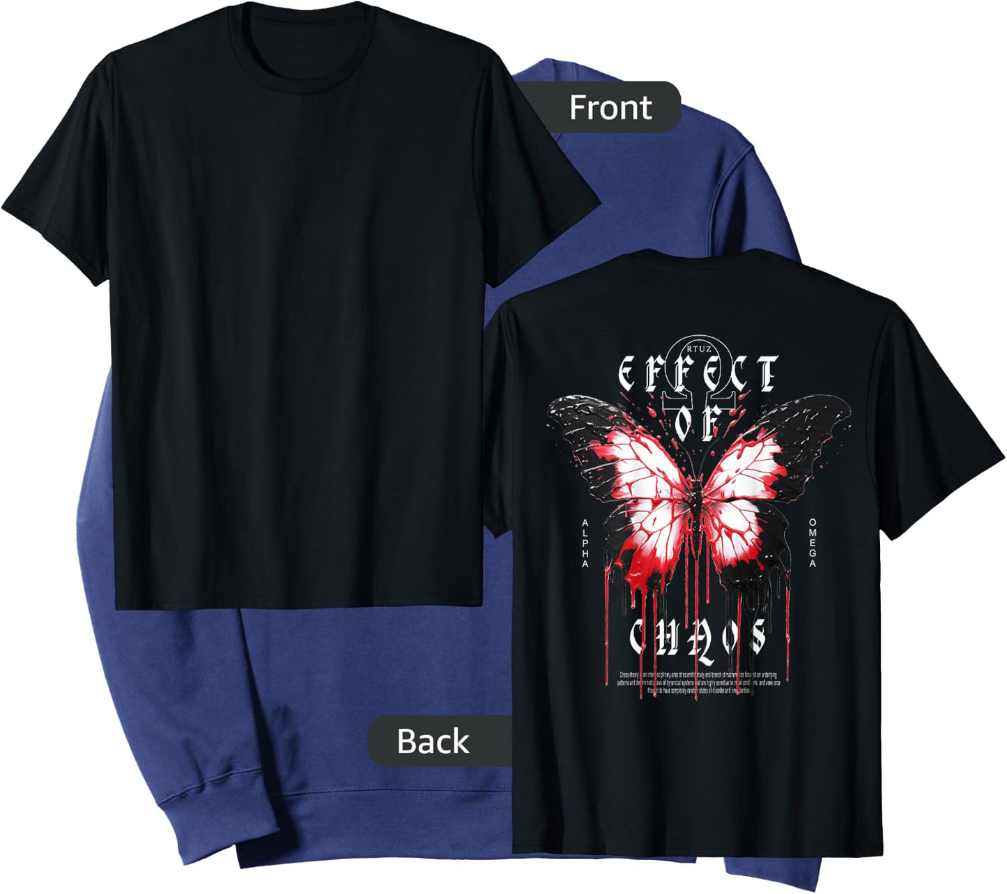 Y2K Back Print Streetwear Fashion Women Men Retro Butterfly Sweatshirt - Sweatshirt | Navy
