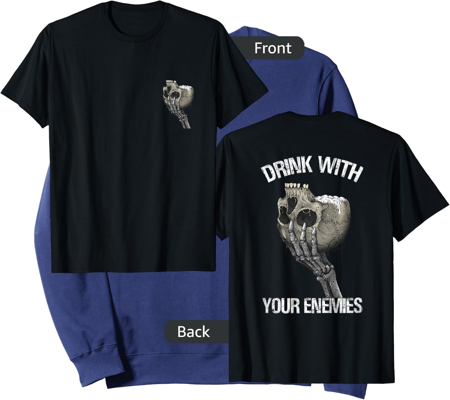 Drink with Your Enemies Skull Sweatshirt - Sweatshirt | Navy