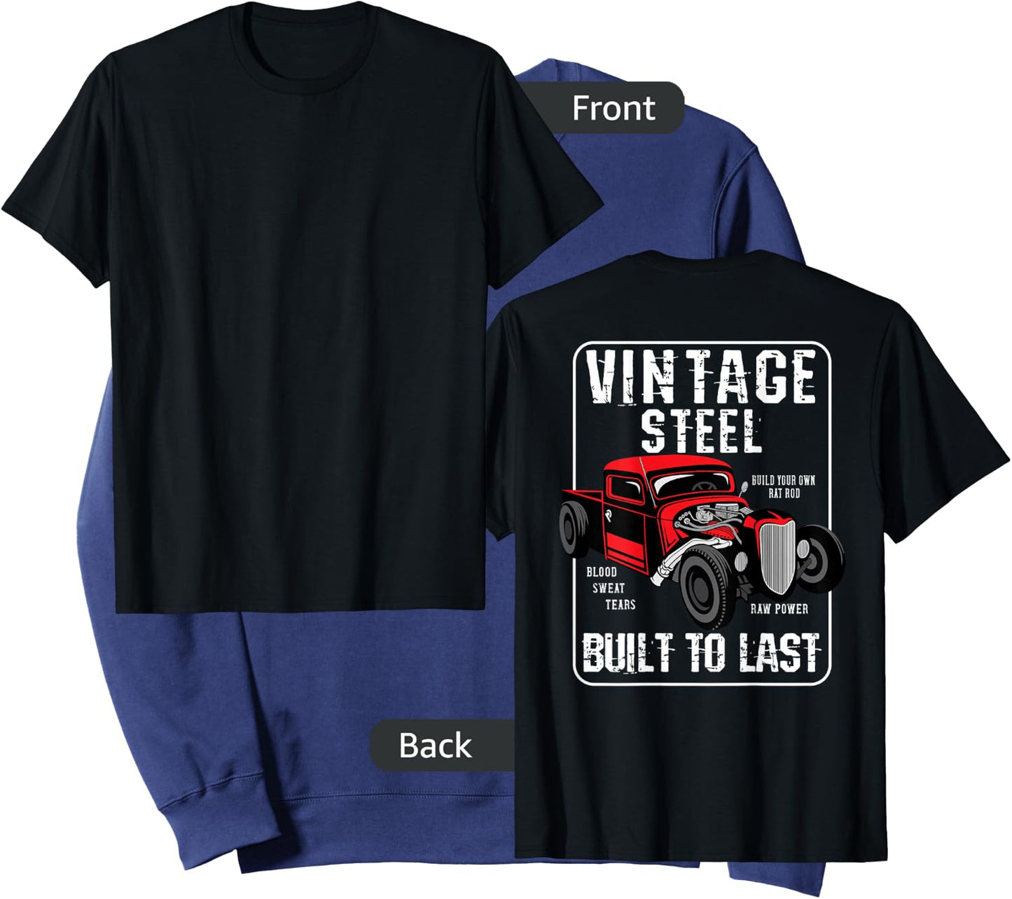 Vintage Hot Rod Built To Last (Print On Back) Rat Rod Sweatshirt - Sweatshirt | Navy
