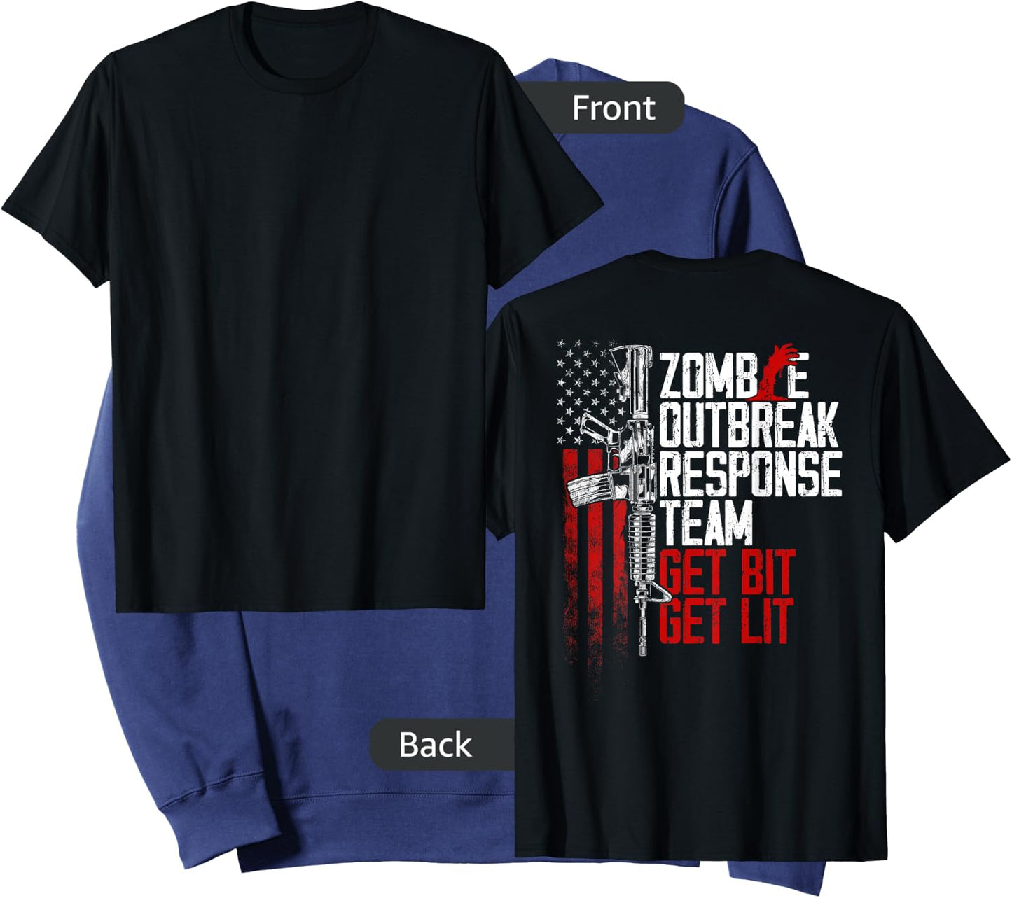 USA Flag Zombie Outbreak Response Team Get Bit (on back) Men Sweatshirt - Sweatshirt | Navy