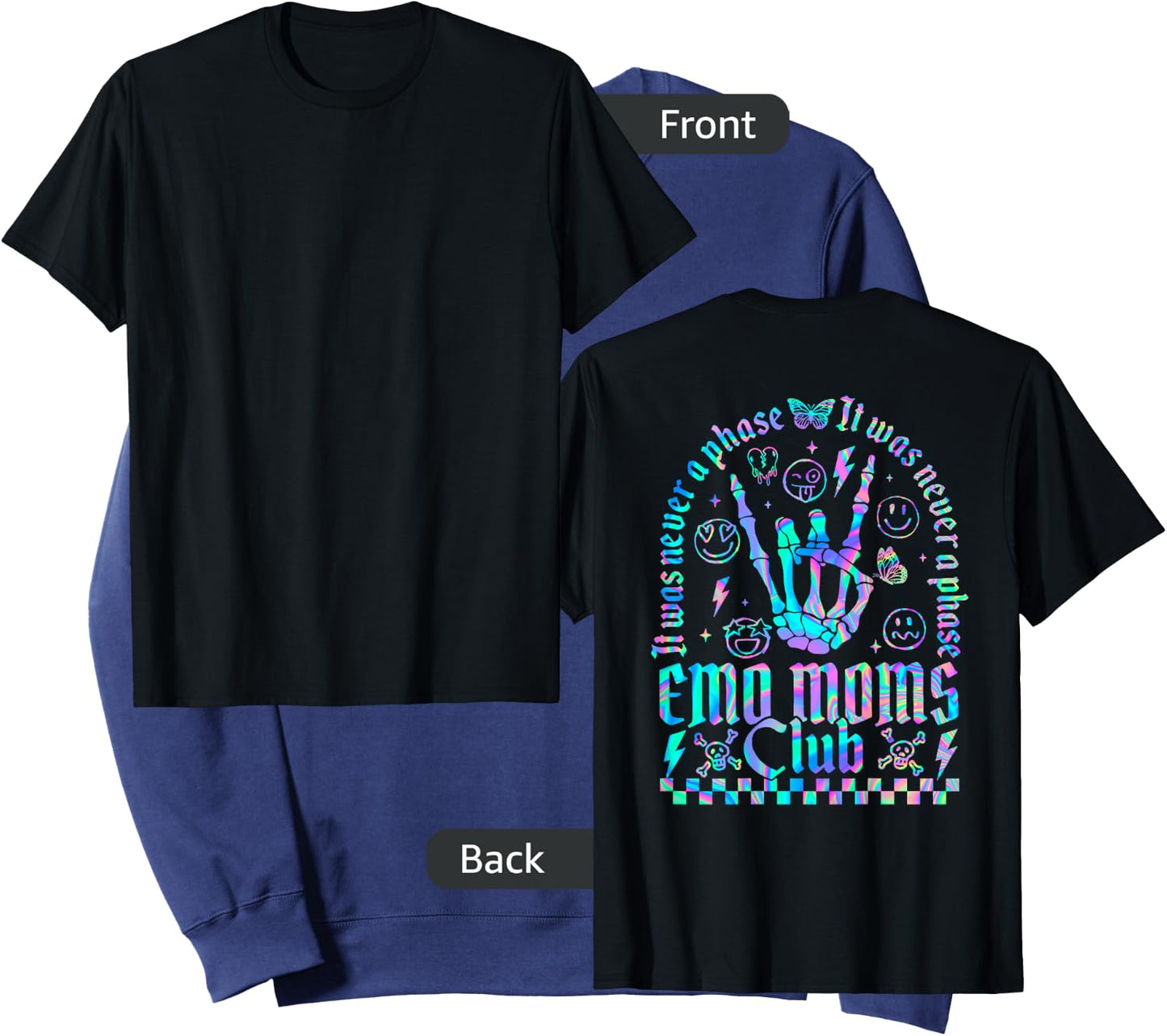 Emo Moms Club Skeleton Motherhood Funny Mama Rocking (back) Sweatshirt - Sweatshirt | Navy