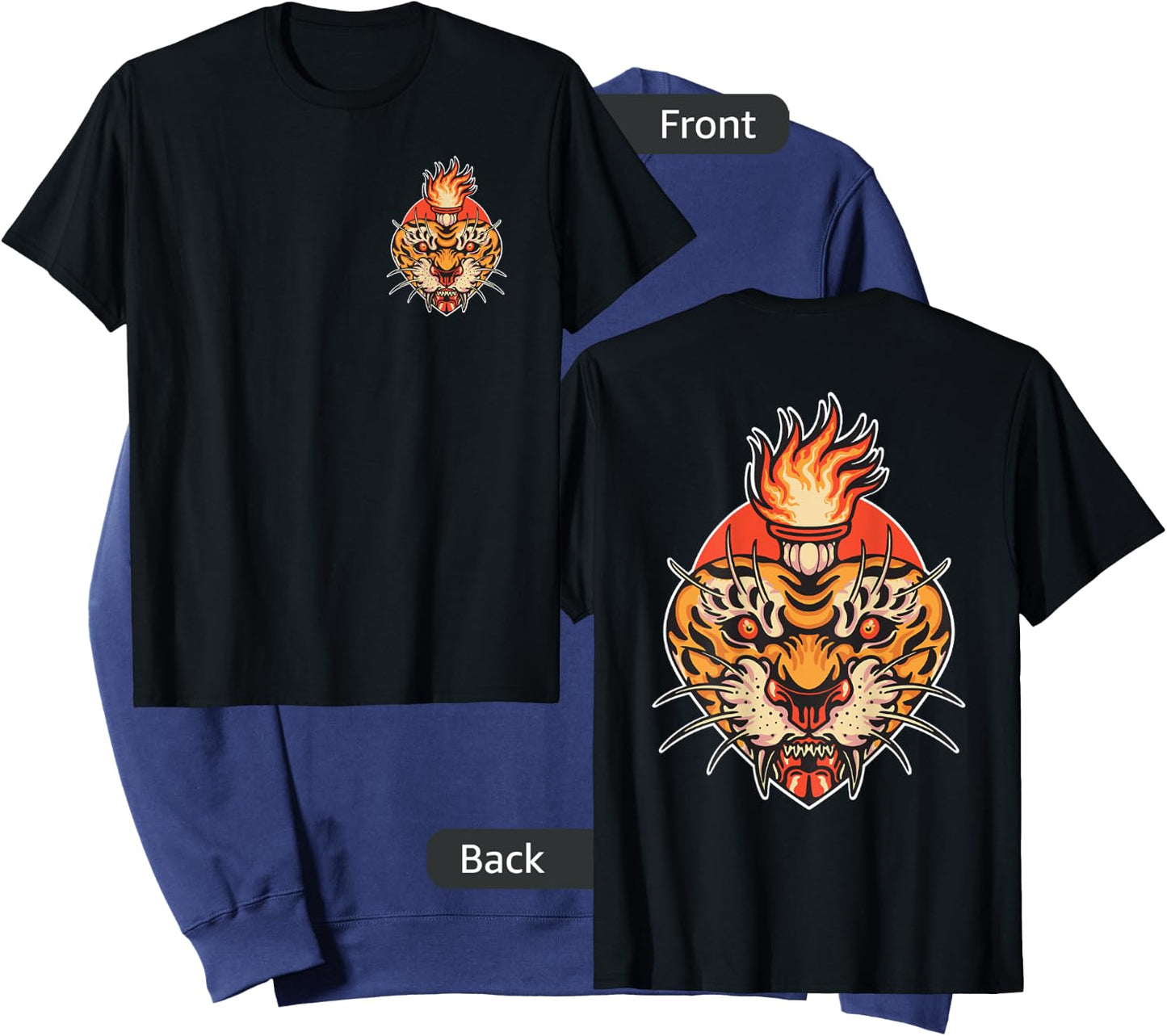 Sacred Heart Tiger American Traditional Tattoo Trendy Edgy Sweatshirt - Sweatshirt | Navy