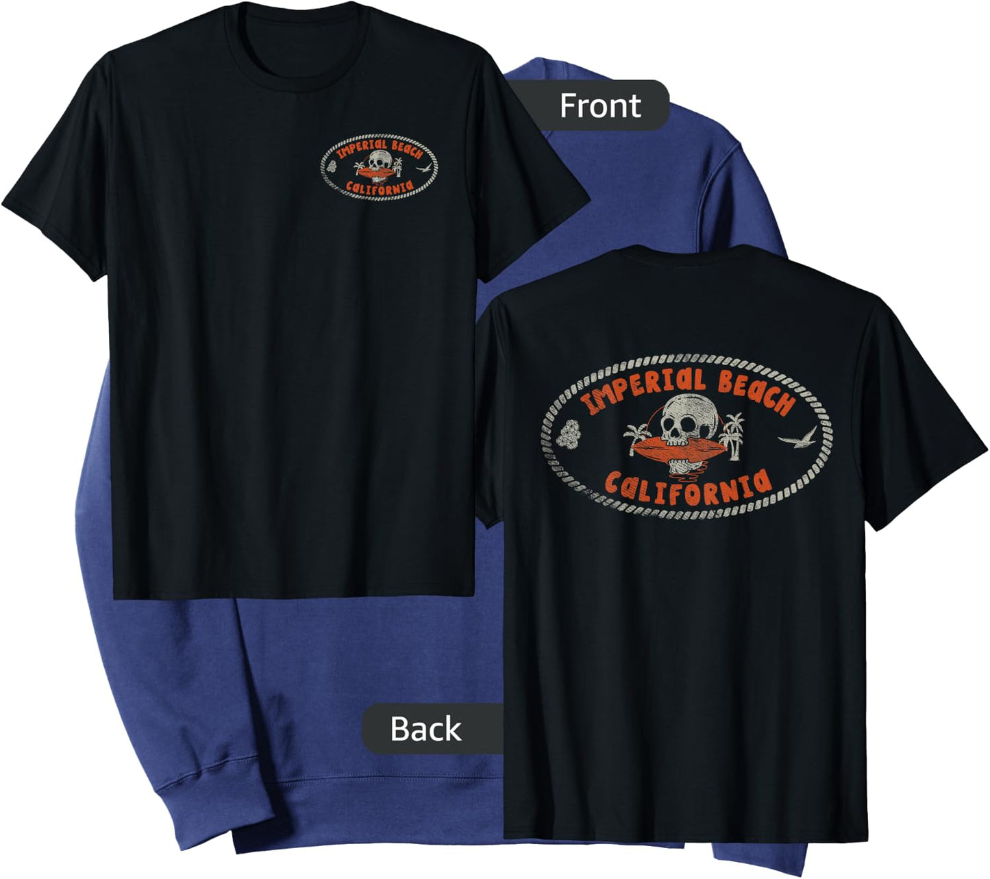 Imperial Beach California CA Retro Surfer Front & Back Sweatshirt - Sweatshirt | Navy