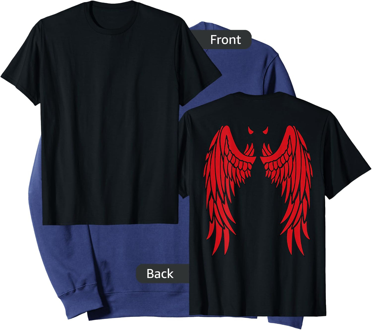 Devil Wings & Horn in Red | Back of Shirt Demon Sweatshirt - Sweatshirt | Navy