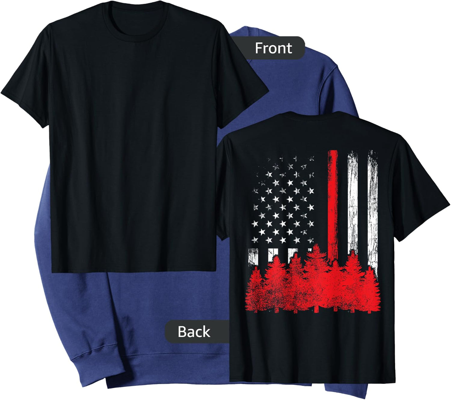 Thin Red Line American Flag Wildland Firefighter Shirts Gift Sweatshirt - Sweatshirt | Navy