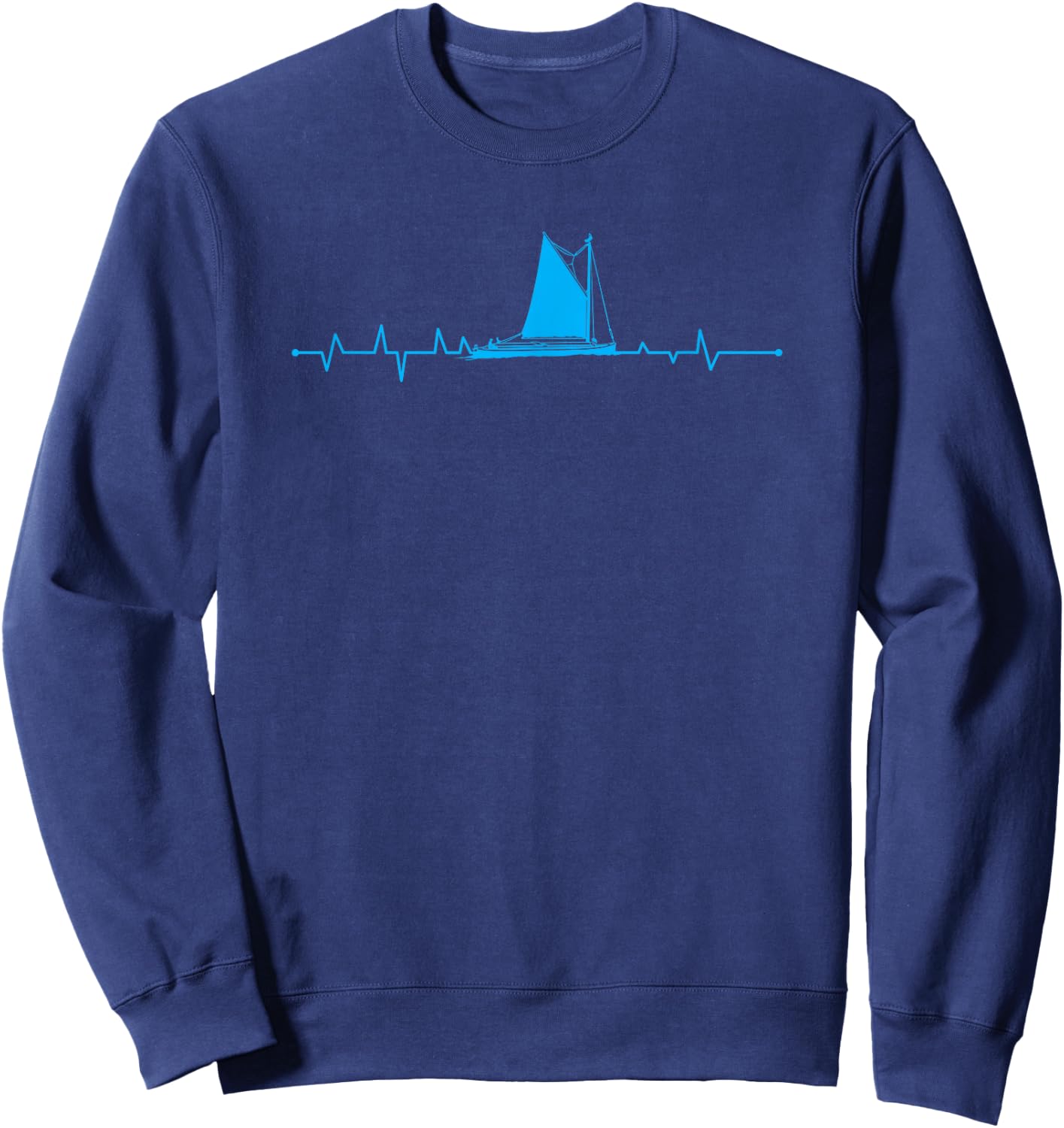 Sailboat Heartbeat Sailor Fishermen Boat Lover Sweatshirt - Sweatshirt | Navy