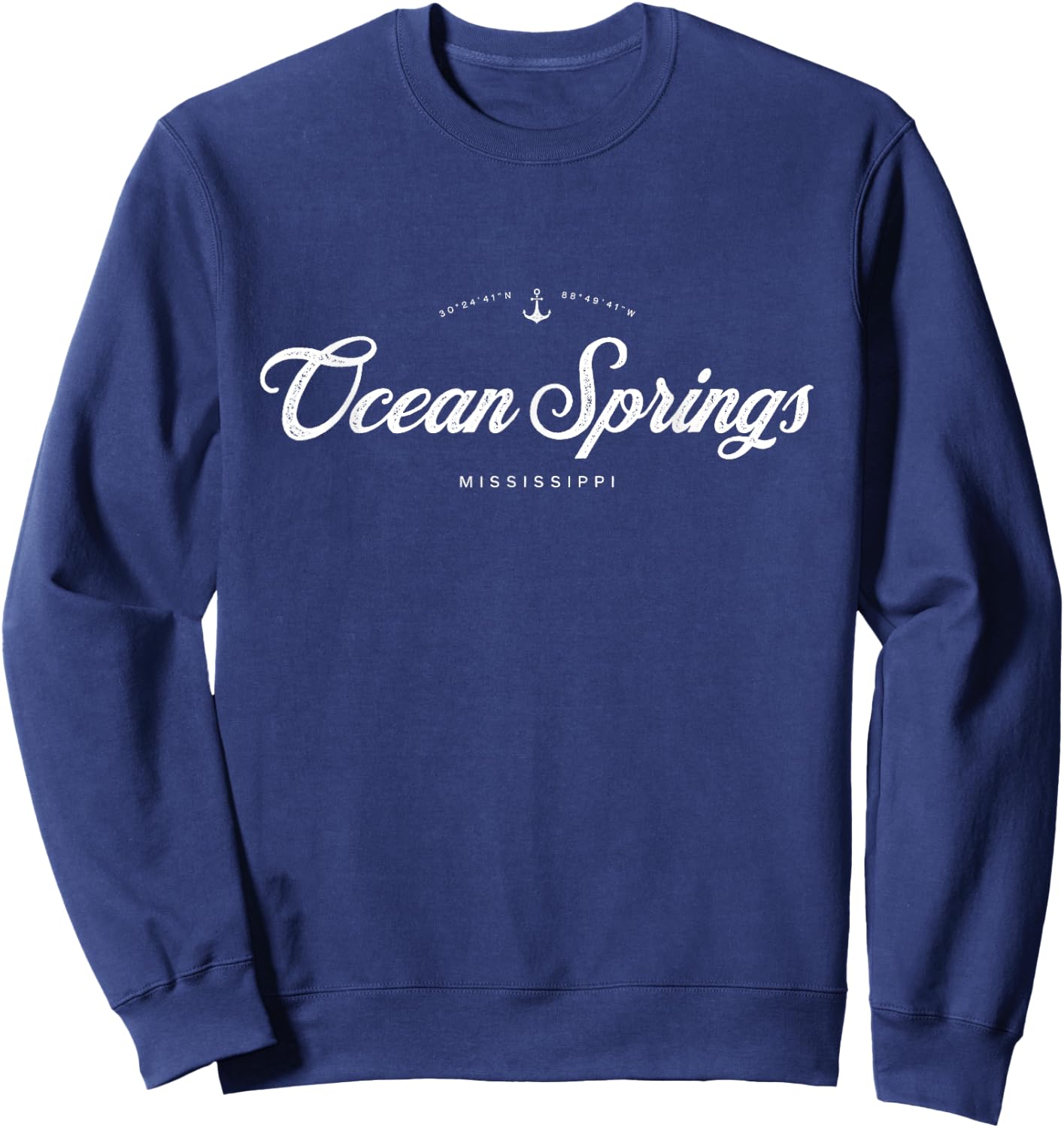 Ocean Springs Mississippi Vintage Retro Sweatshirt - Sweatshirt | Navy