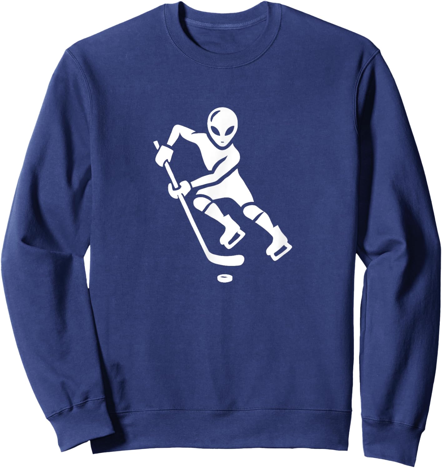 Alien Hockey Player Silhouette Minimalist Extraterrestial Sweatshirt - Sweatshirt | Navy
