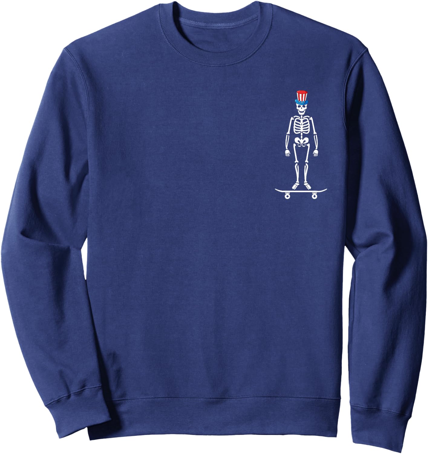 Skeleton Skateboard 4th Of July Funny US Flag Patriotic Sweatshirt - Sweatshirt | Navy