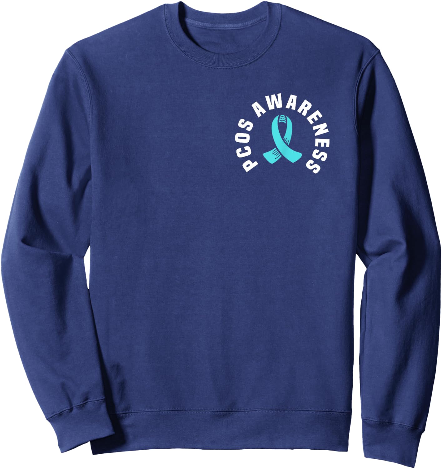 PCOS Awareness Pocket Wear Teal Ribbon Sweatshirt - Sweatshirt | Navy