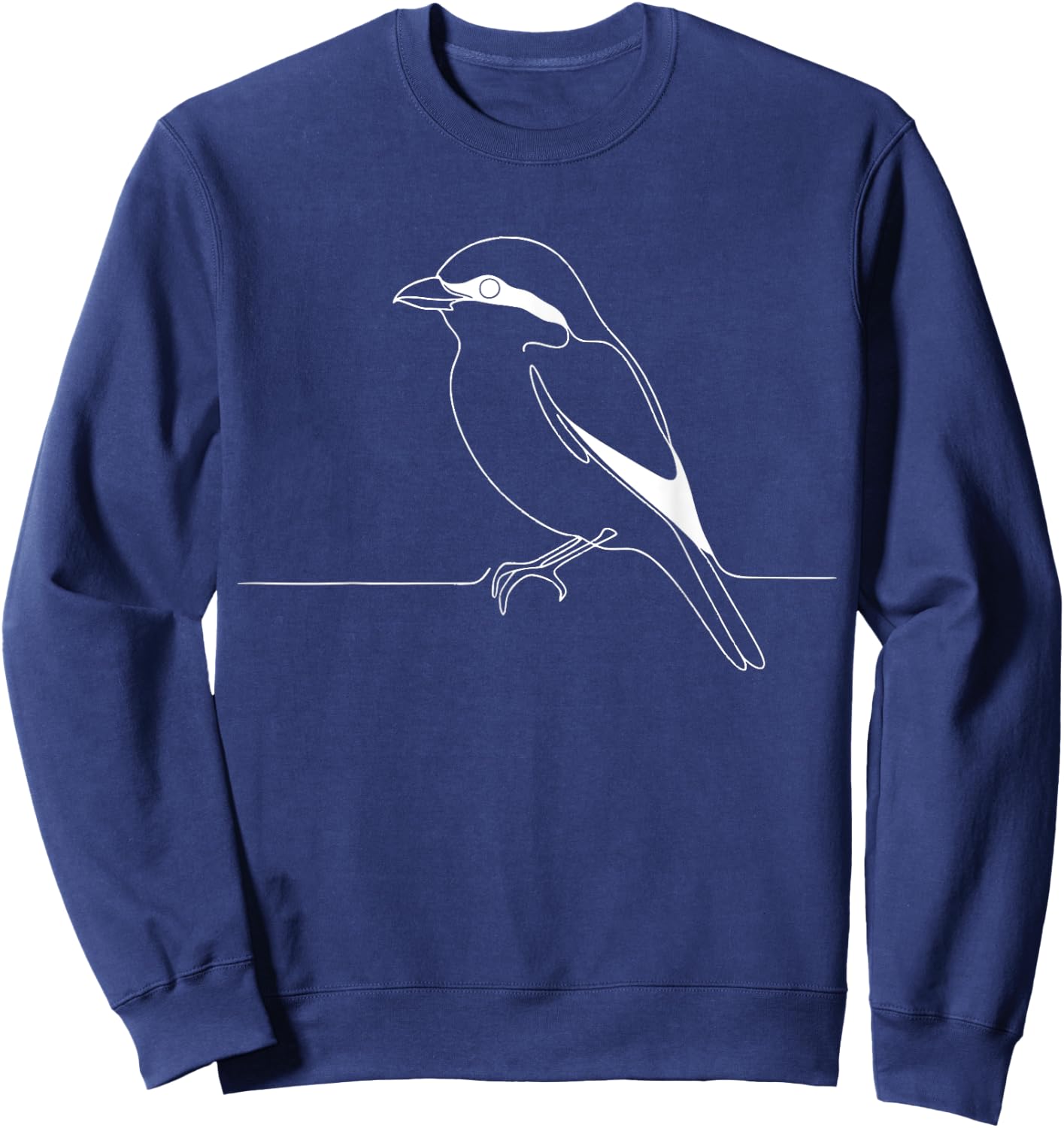 Line Art Bird & Ornithologist Loggerhead Shrike Sweatshirt - Sweatshirt | Navy