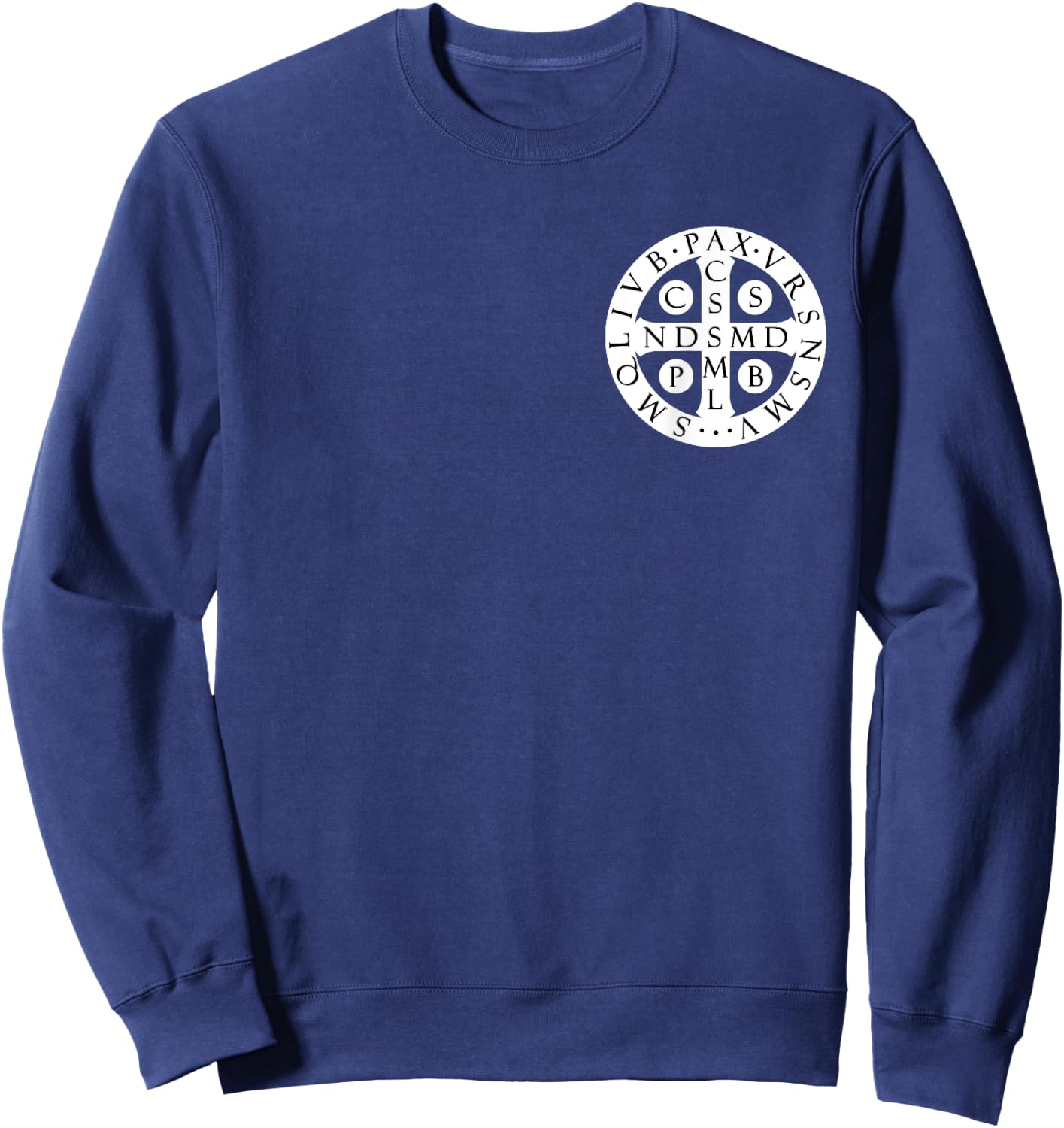 St. Benedict Medal Catholic Saint Cross Prayer Sweatshirt - Sweatshirt | Navy