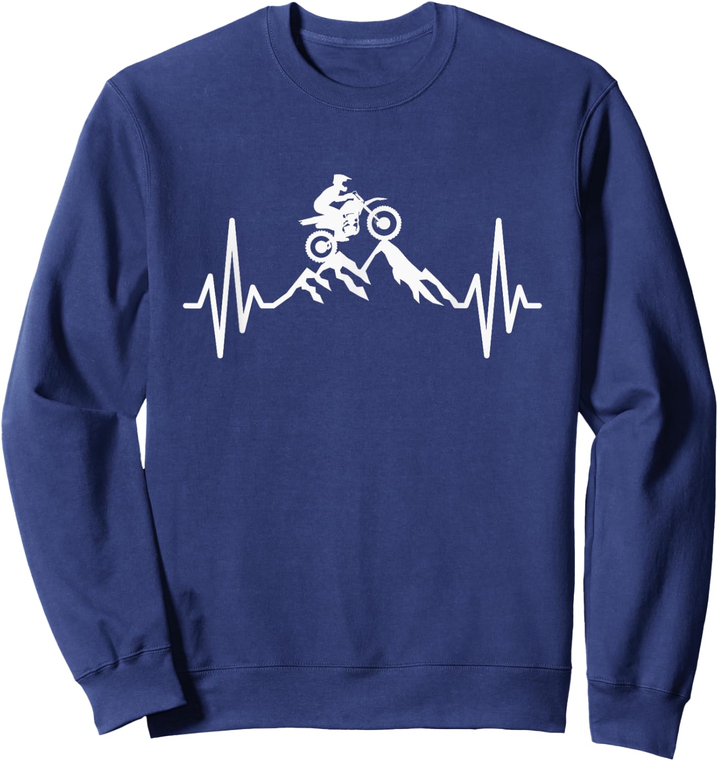 Dirt Biking Heartbeat Motorcycle Rider Motocross Dirt Bike Sweatshirt - Sweatshirt | Navy