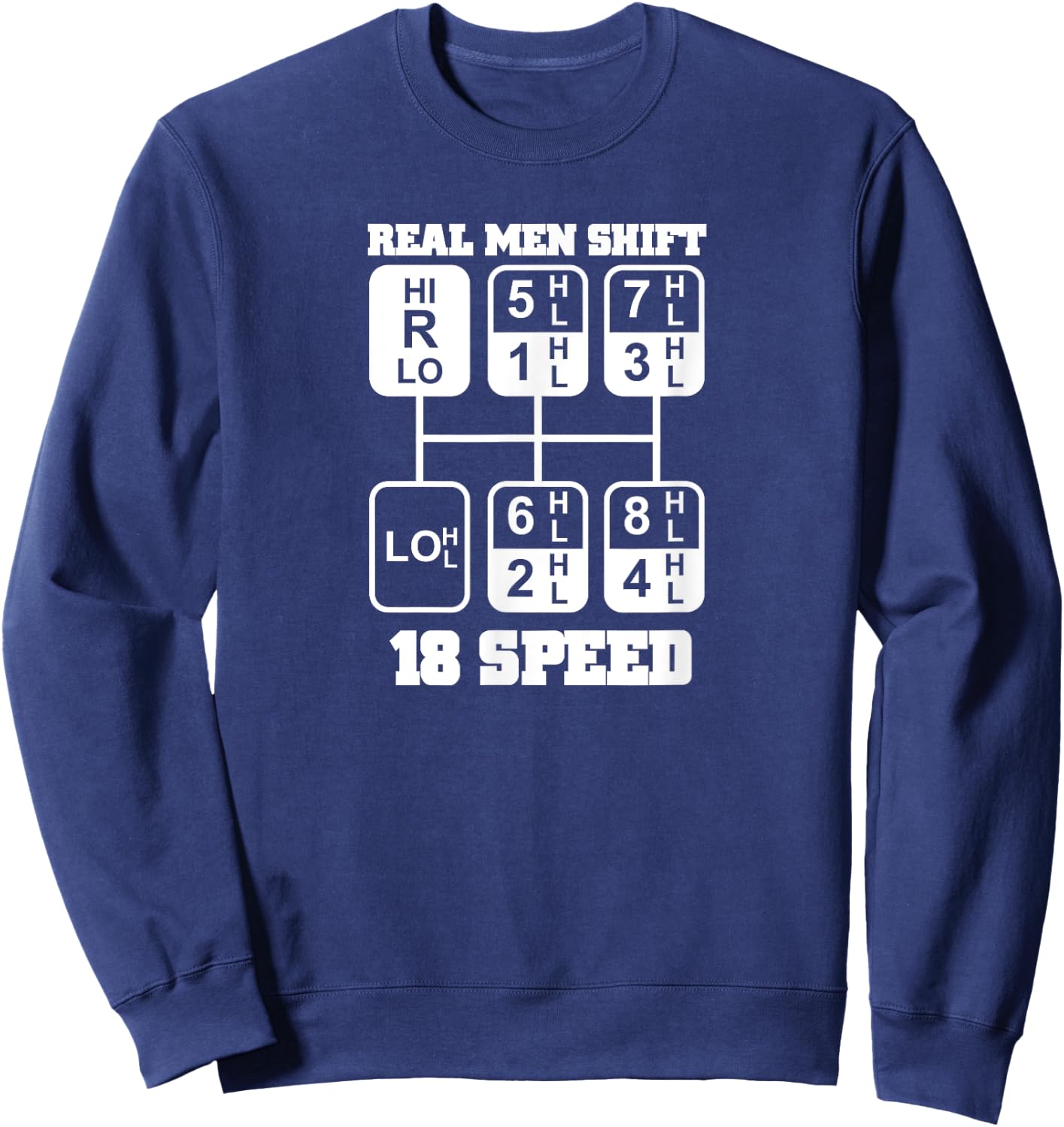 Real Men Shift 18 Speed Funny Truck Driver Shirt Sweatshirt - Sweatshirt | Navy