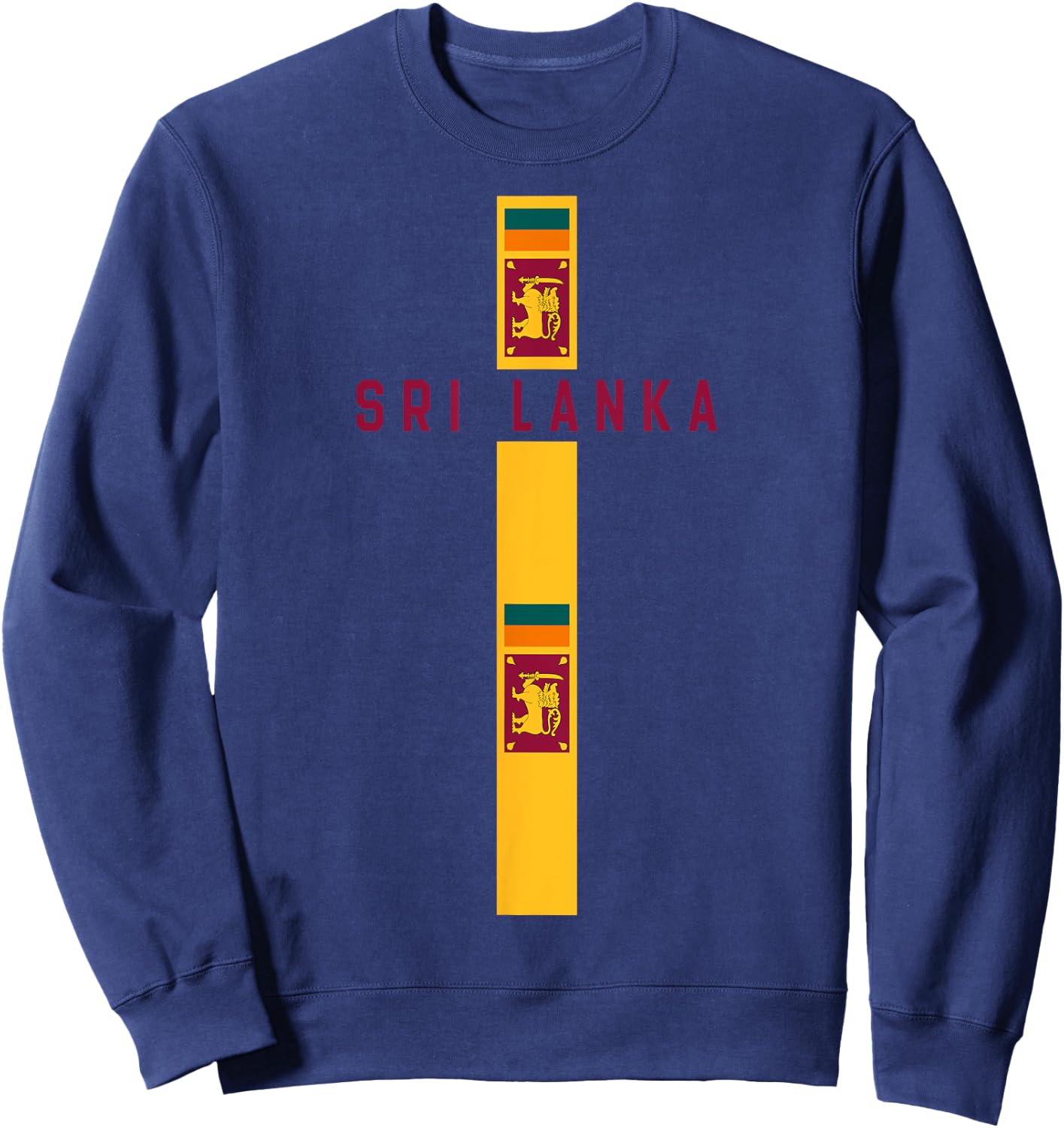 Vertical Sri Lanka Flag, text “SRI LANKA” in capital letters Sweatshirt - Sweatshirt | Navy