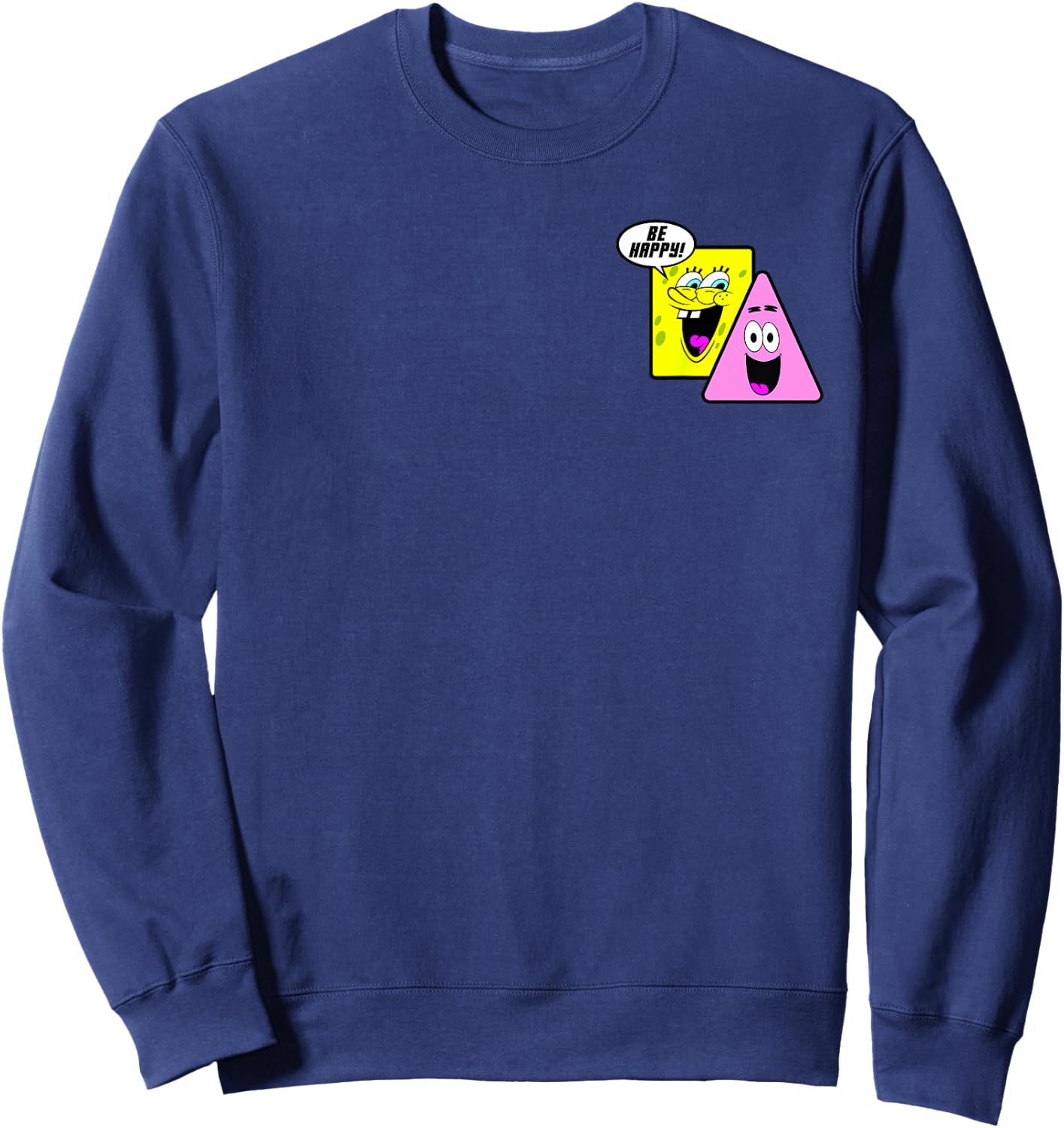 SpongeBob SquarePants Be Happy! BFFs Shapes Pocket Logo Sweatshirt - Sweatshirt | Navy