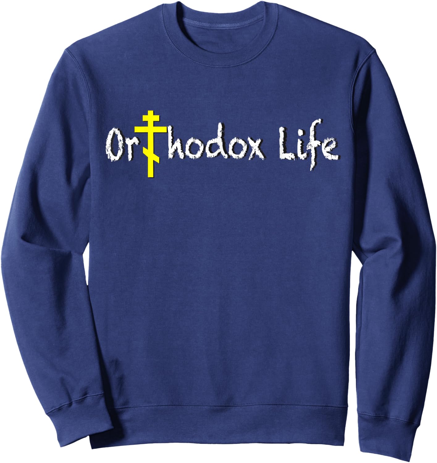 2 Sided Orthodox Life , Small, Black Sweatshirt - Sweatshirt | Navy