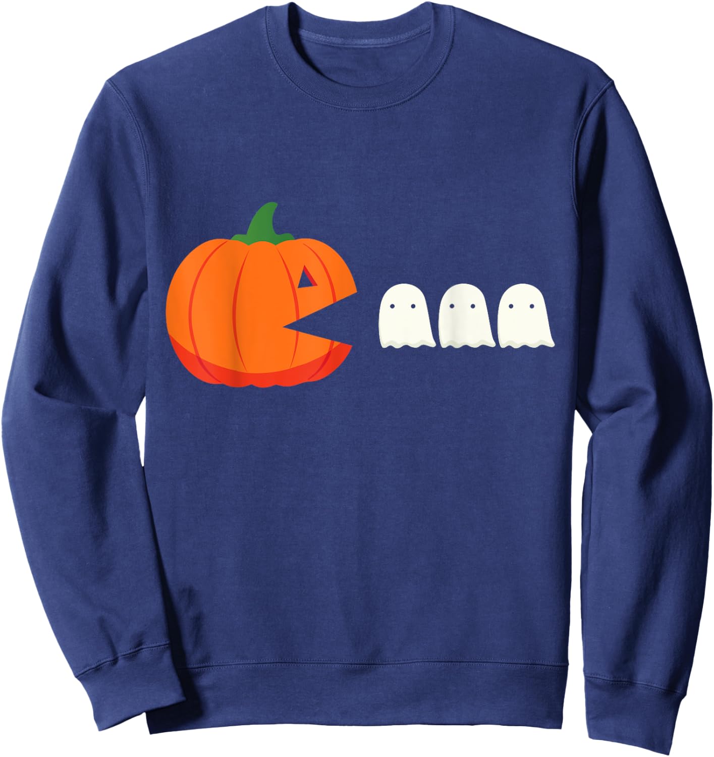 Happy Halloween Pumpkin eating Ghosts Retro Gaming Gamer Sweatshirt - Sweatshirt | Navy