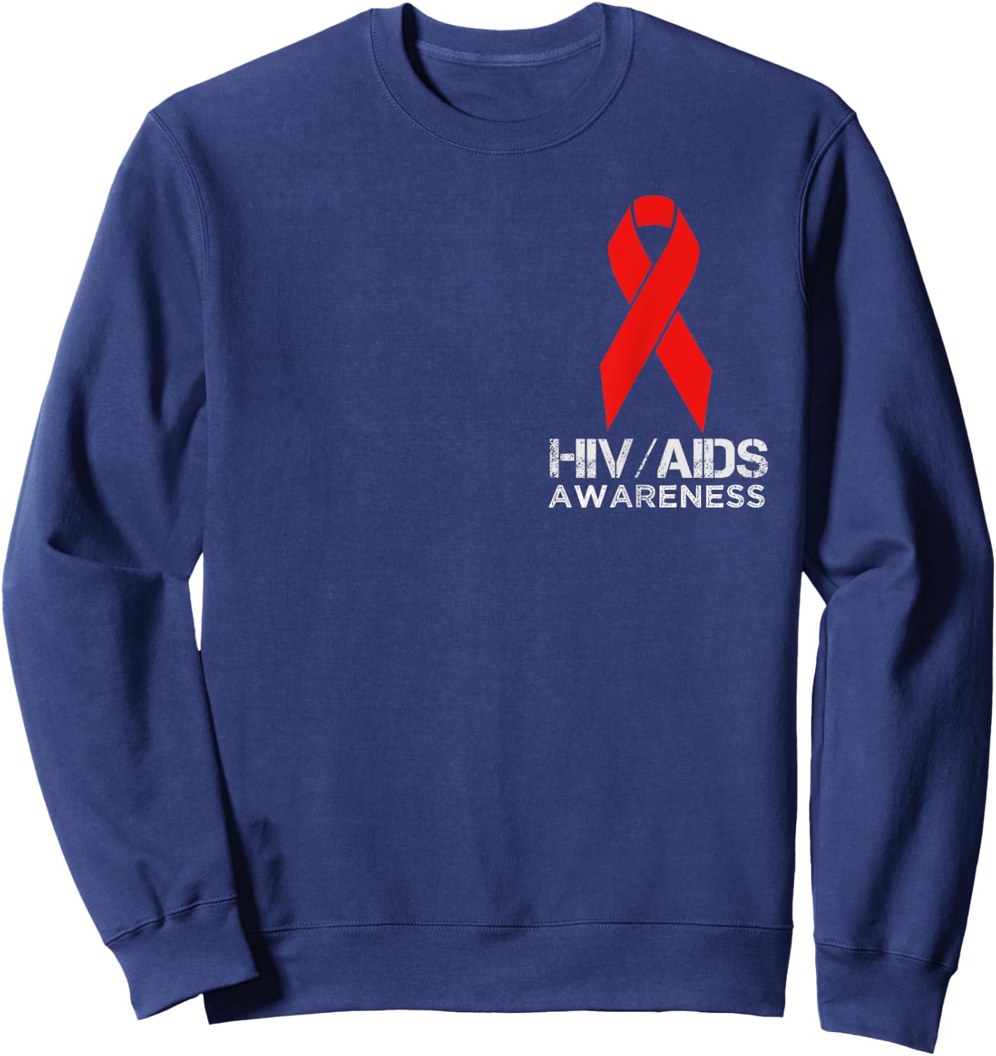HIV AIDS Awareness Red Ribbon Sweatshirt - Sweatshirt | Navy
