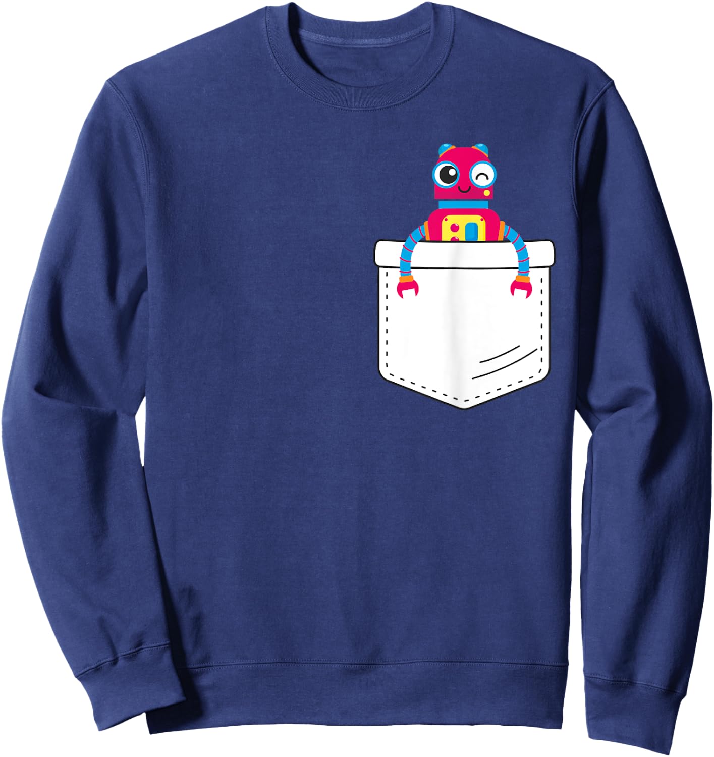 Cute robot inside fake pocket, boys robot shirt Sweatshirt - Sweatshirt | Navy