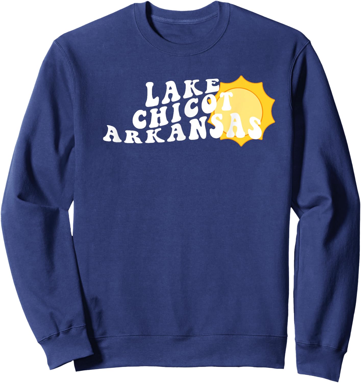 Lake Chicot Arkansas AR Retro Wavy Souvenir Vacation Sweatshirt - Sweatshirt | Navy