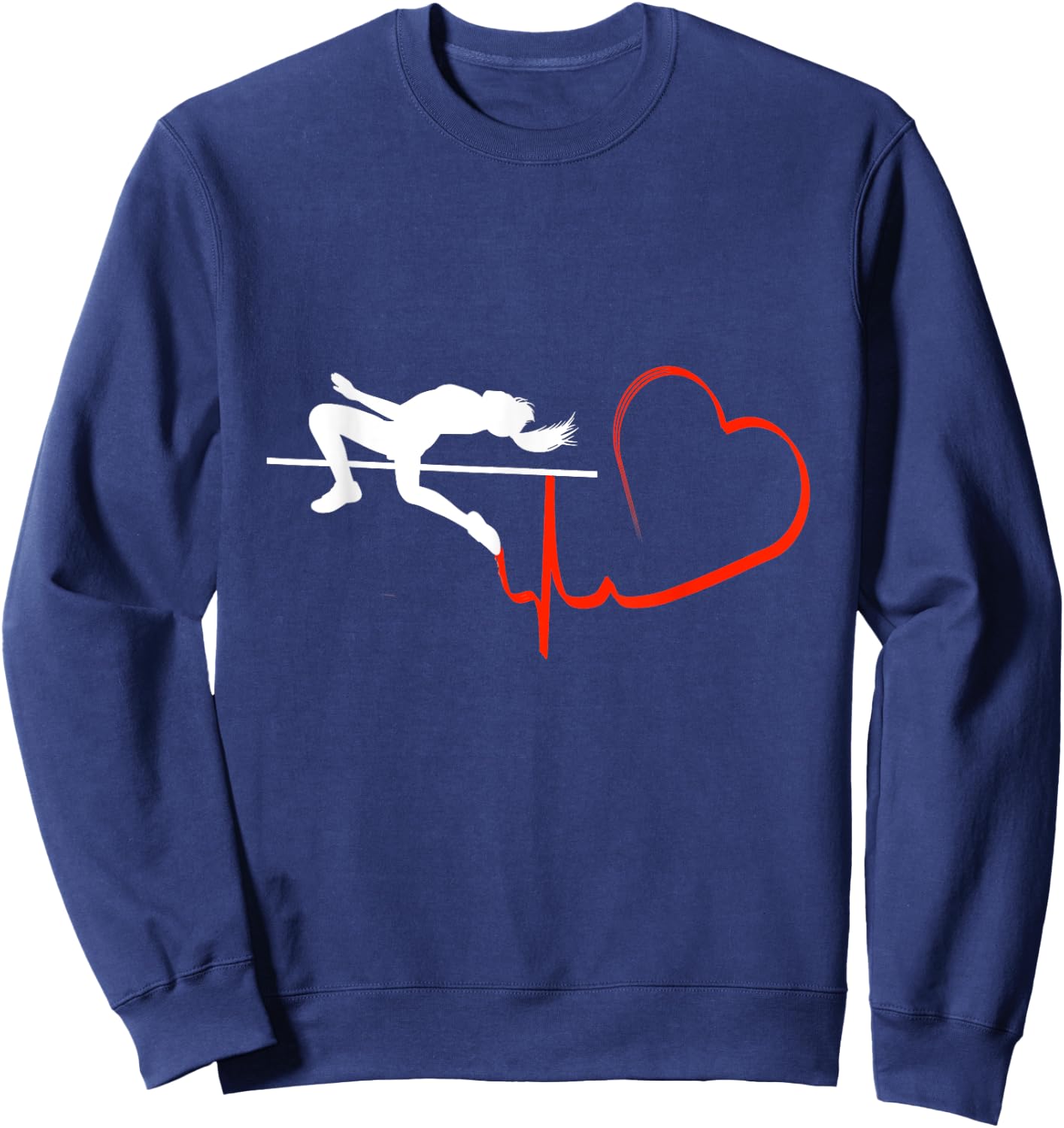 High Jump Girl Heartbeat Funny Track & Field Athletics Sweatshirt - Sweatshirt | Navy