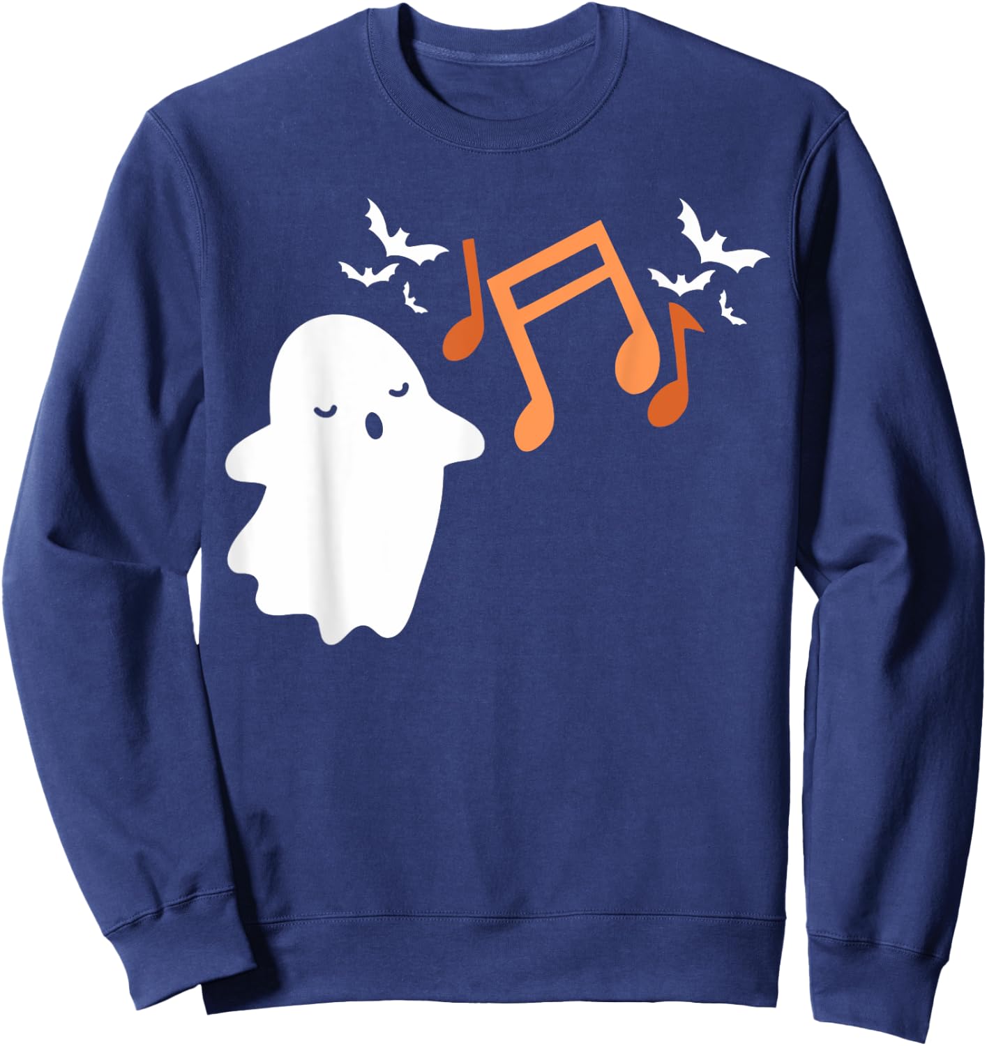 Halloween Music Note Ghost Teacher Fall Musical Instrument Sweatshirt - Sweatshirt | Navy