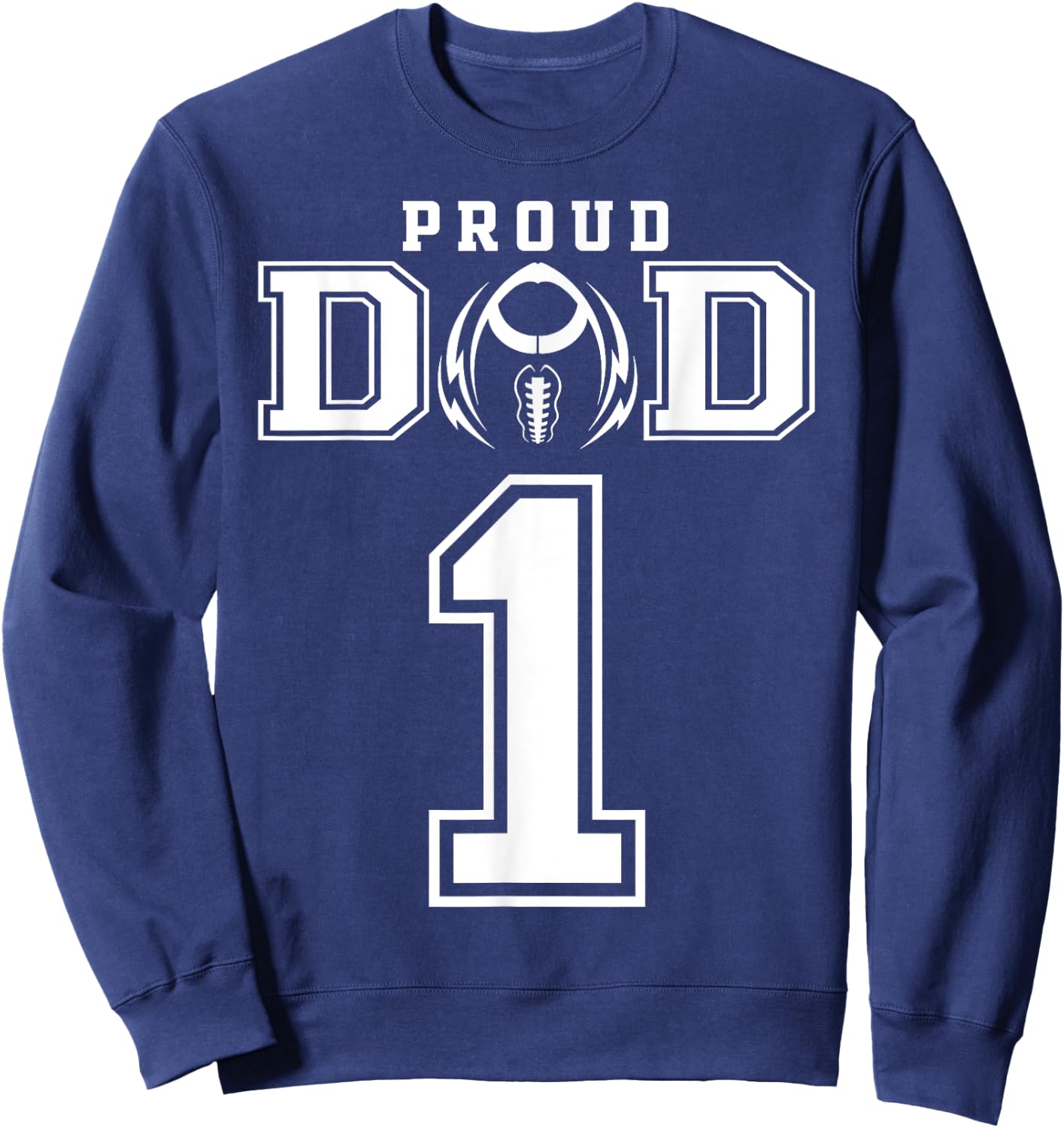 Custom Proud Football Dad Number 1 Personalized Sweatshirt - Sweatshirt | Navy