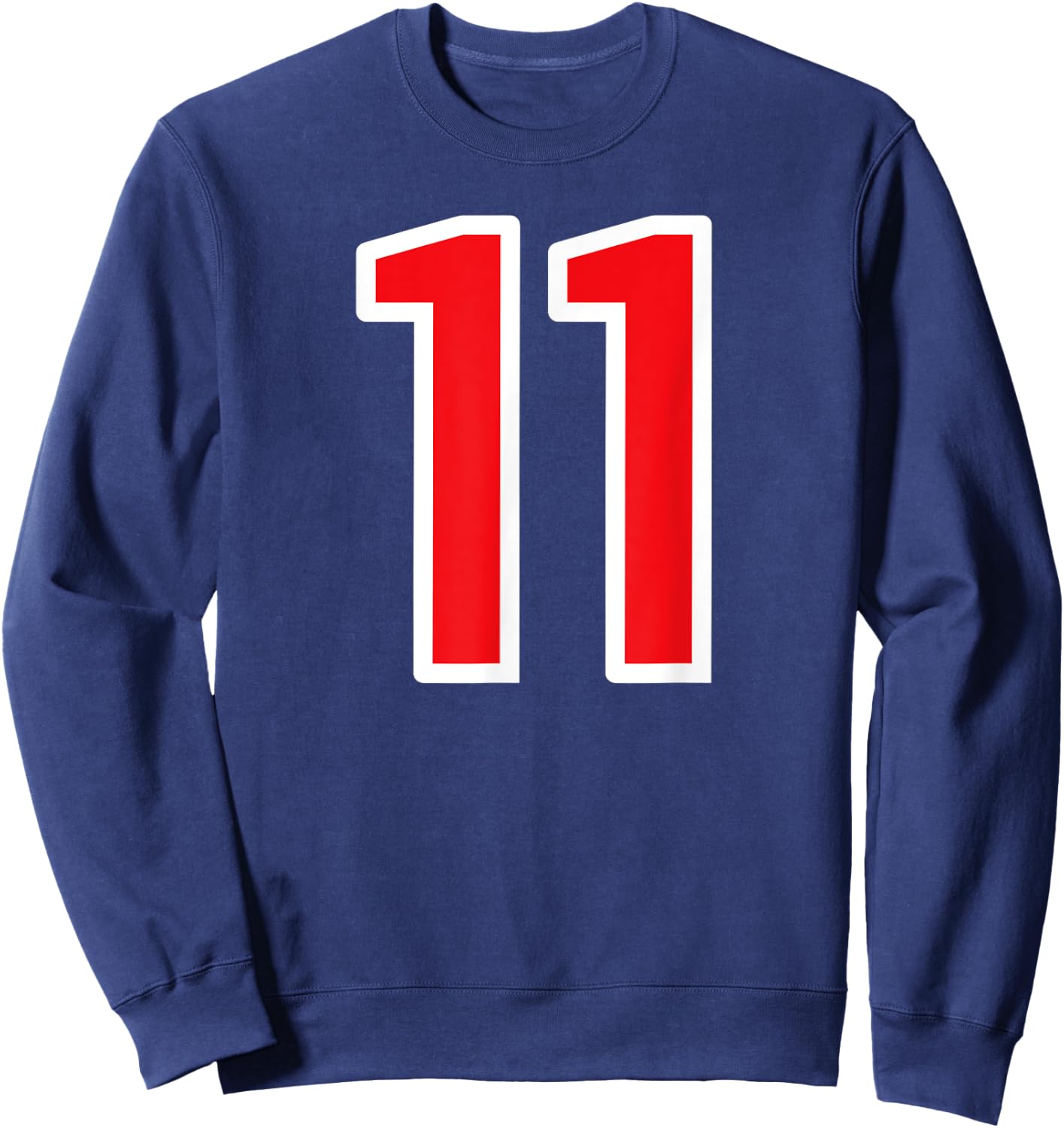 Number #11 Sports Team White Red Number Sweatshirt - Sweatshirt | Navy