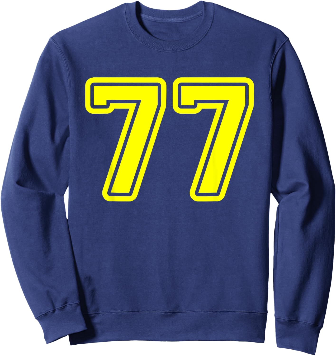 Number #77 Yellow Sports Team Number 77 Sweatshirt - Sweatshirt | Navy