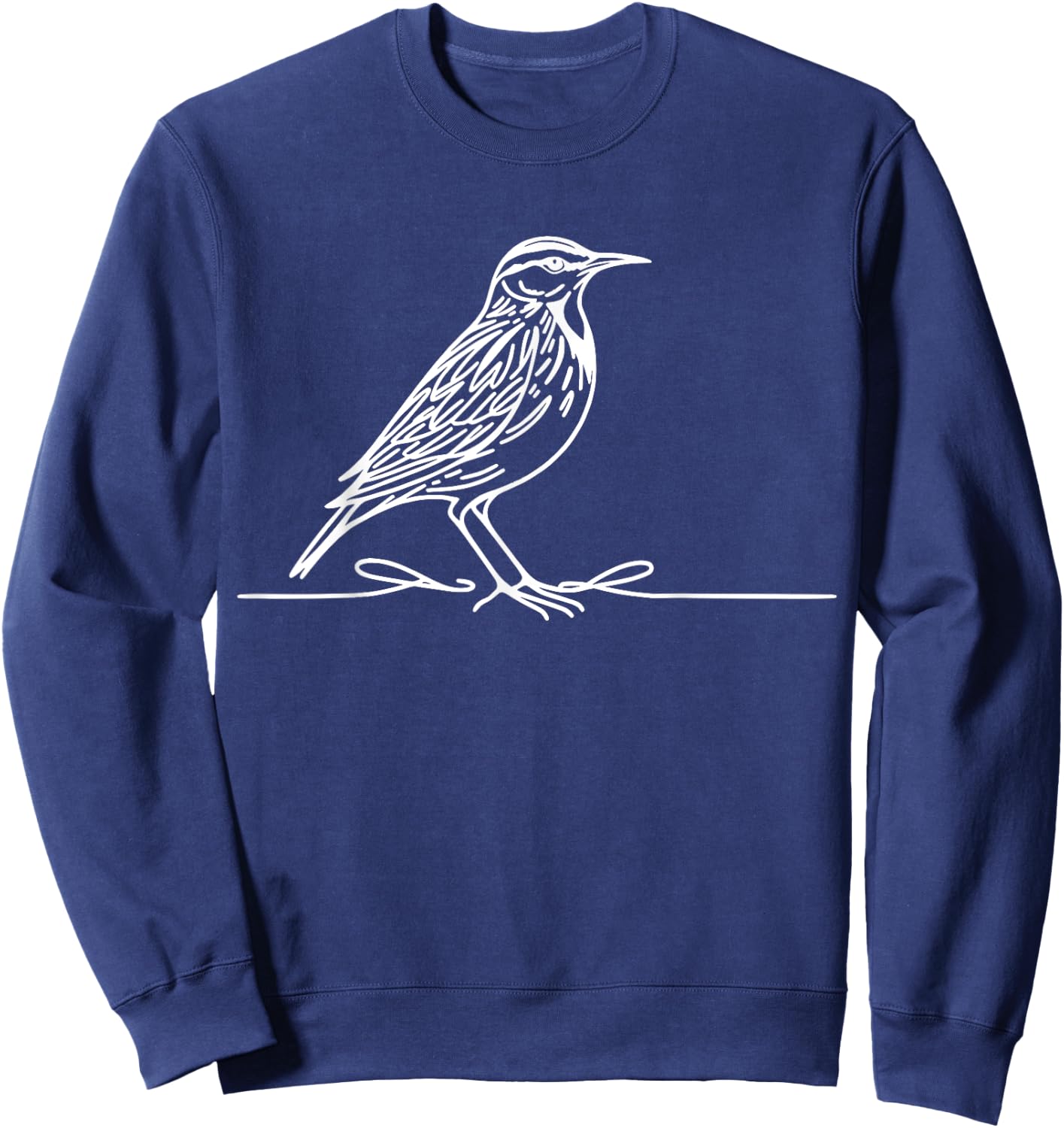 Line Art Bird & Ornithologist Eastern Meadowlark Sweatshirt - Sweatshirt | Navy