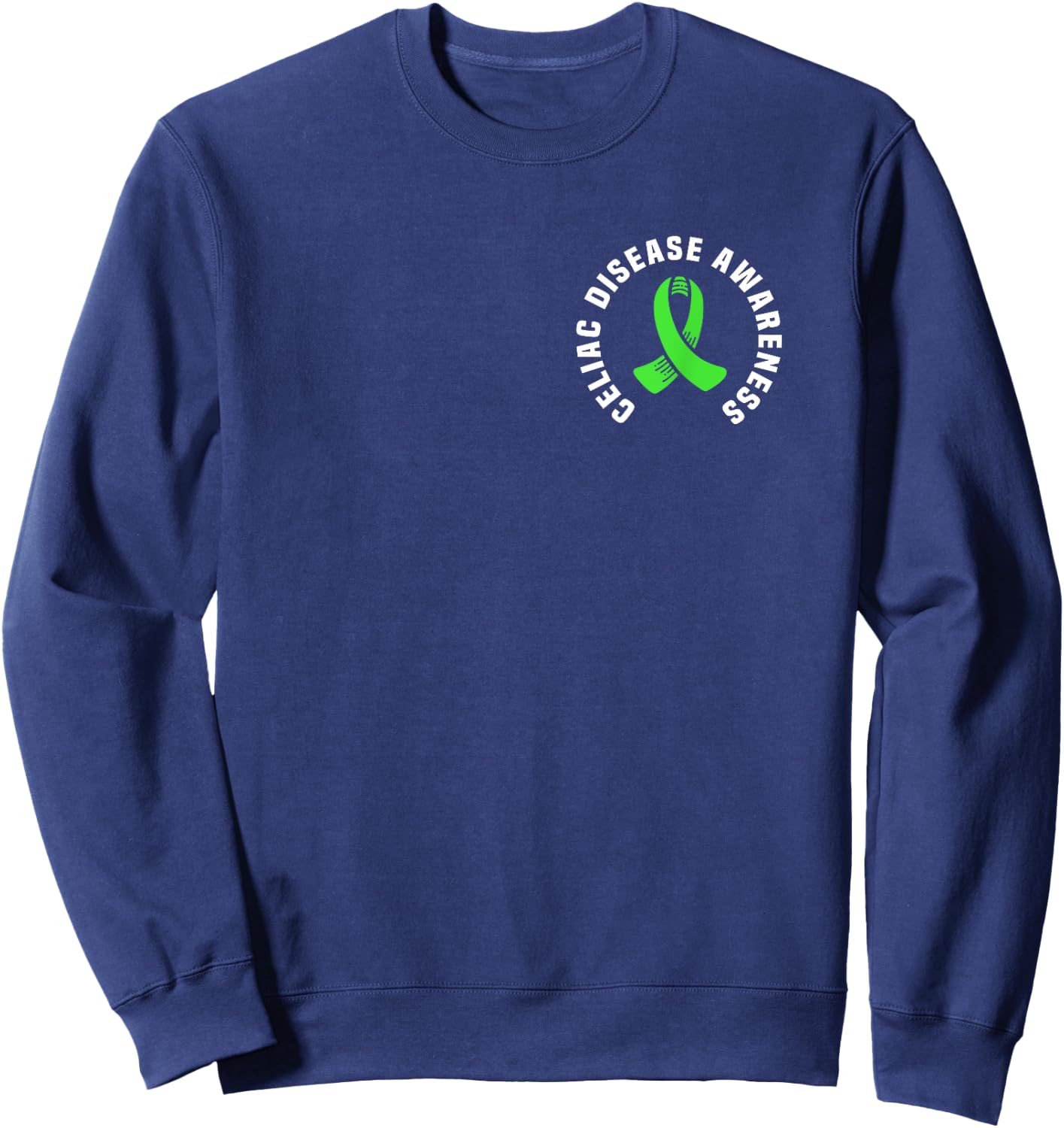 Celiac Disease Awareness Pocket Apparel With Green Ribbon Sweatshirt - Sweatshirt | Navy